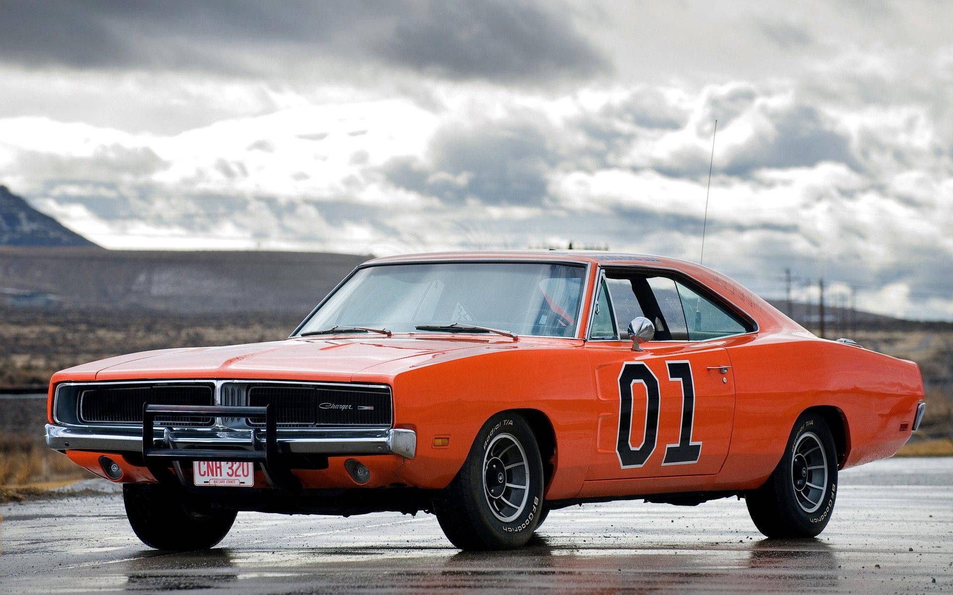 1970 Dodge Charger, vibrant orange, black number 01, Full HD Desktop Wallpaper