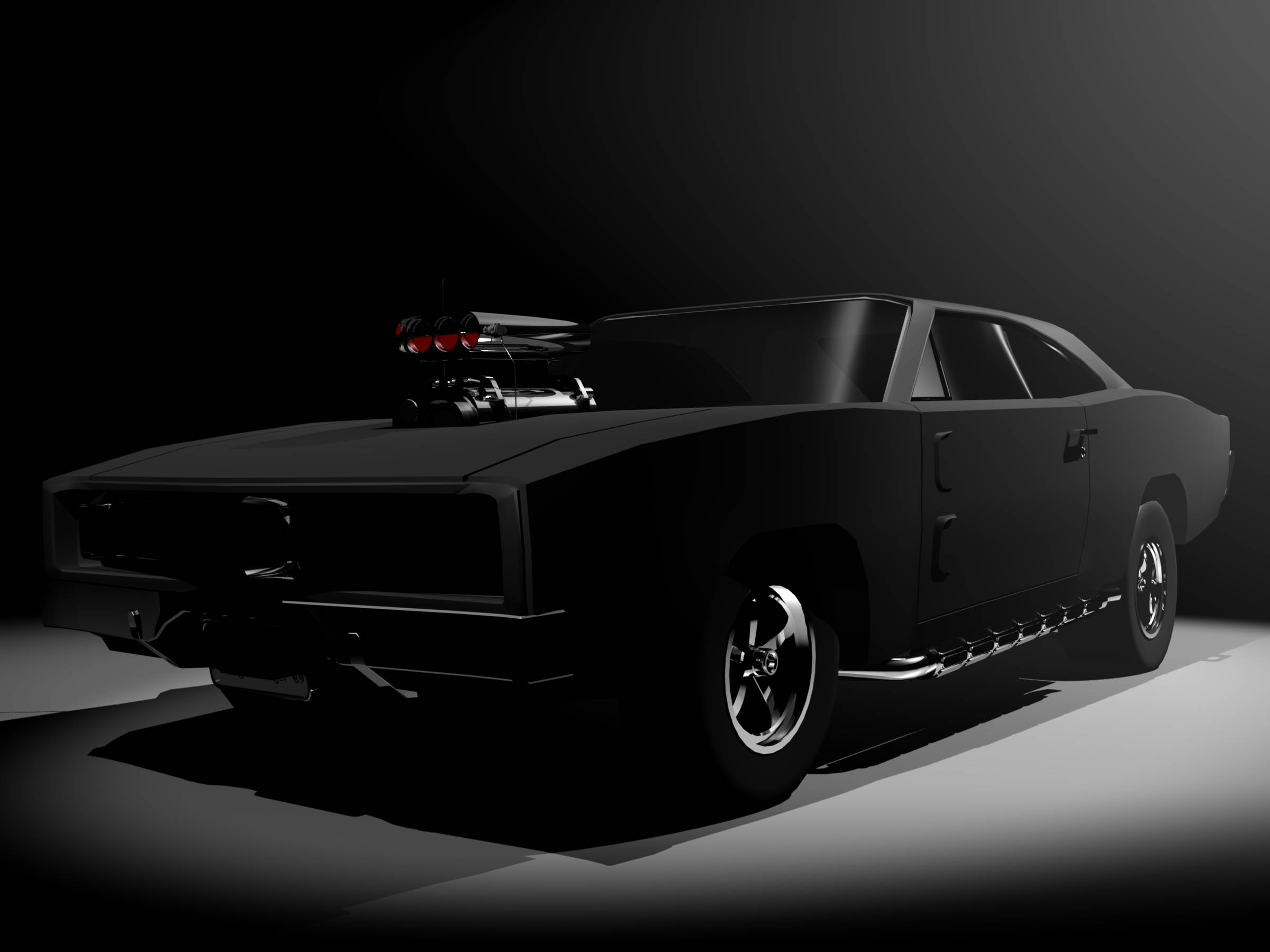 1969 Dodge Charger, black, supercharged engine, Full HD Desktop Wallpaper
