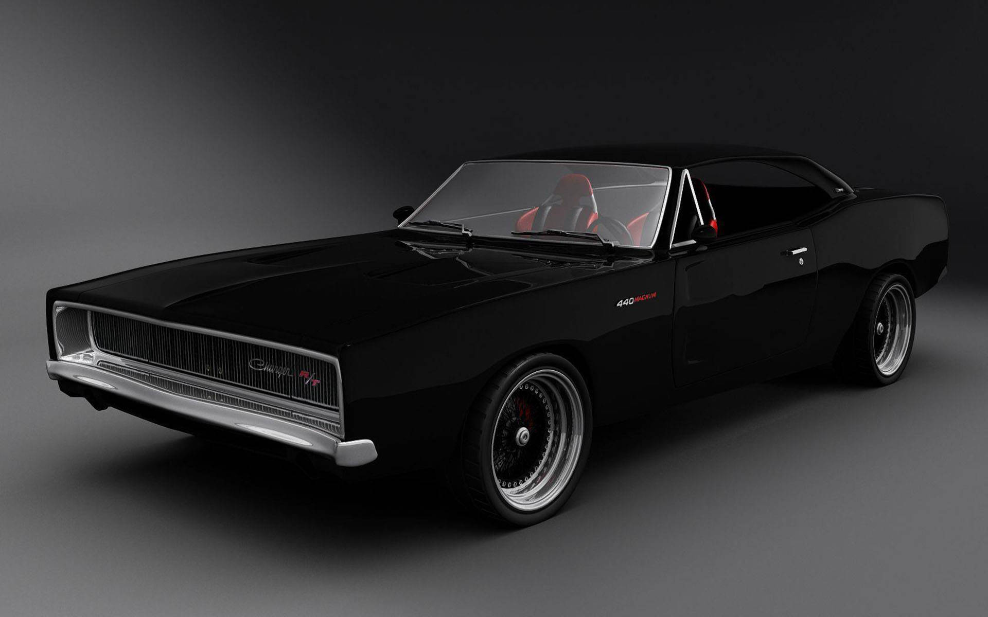 1969 Dodge Charger, black, red interior, Full HD Desktop Wallpaper