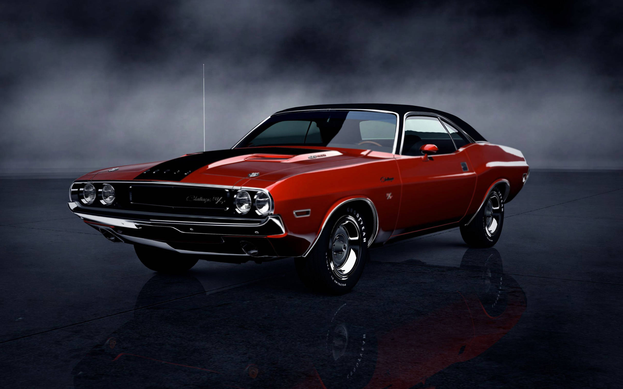 1969 Dodge Charger, red, glossy, 2K Desktop Wallpaper