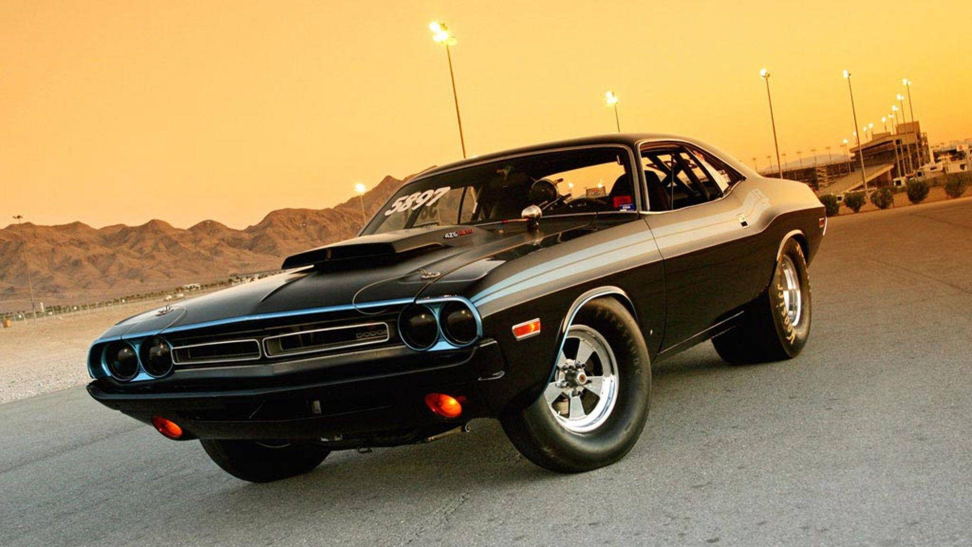 Dodge Charger, black classic muscle car, blue trim, Full HD Desktop Wallpaper