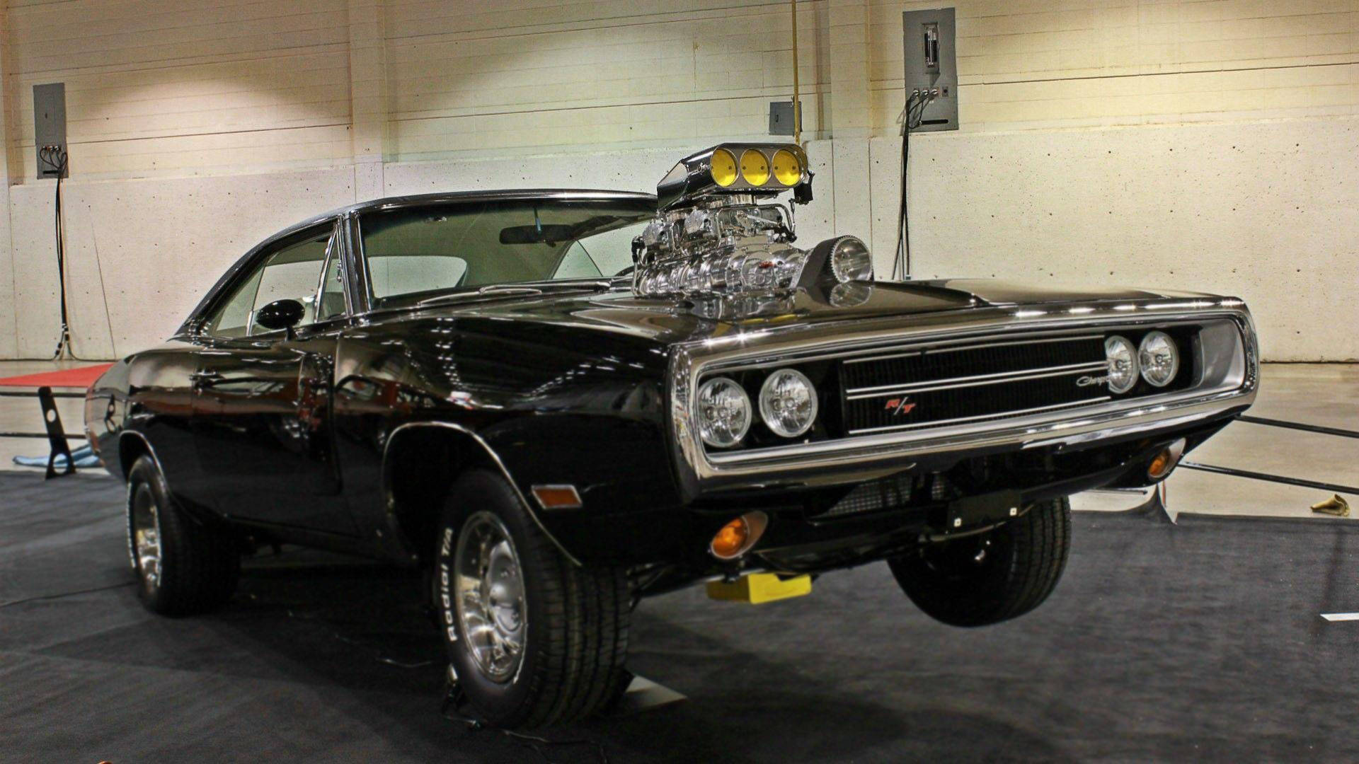 1969 Dodge Charger, glossy black, supercharged engine, Full HD Desktop Wallpaper