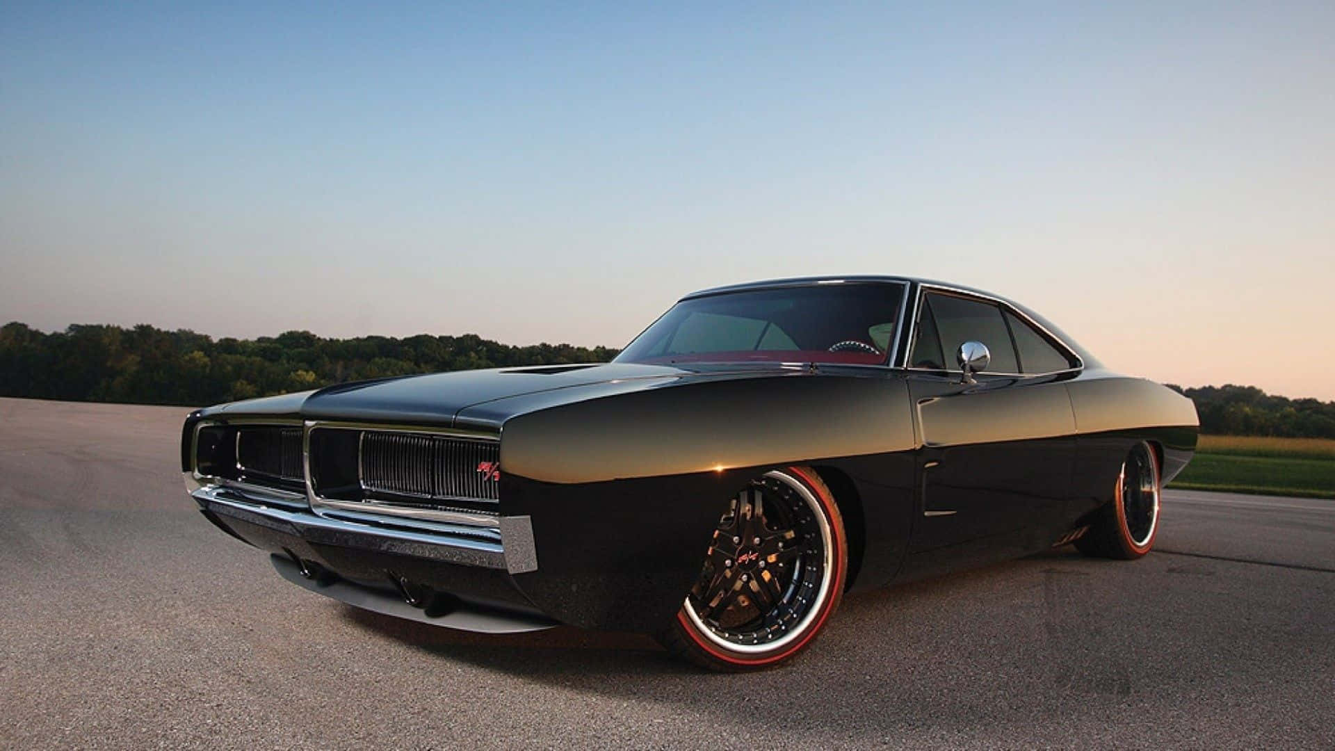 Dodge Charger, black, red-accented wheels, Full HD Desktop Wallpaper