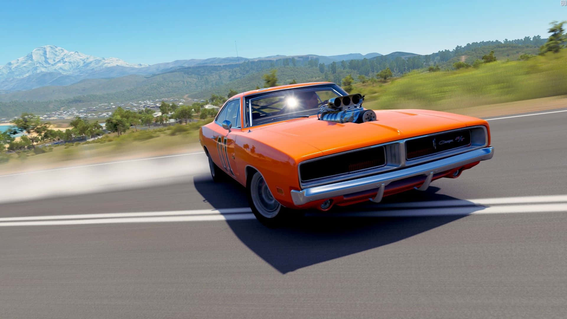 Dodge Charger, orange, supercharger, Full HD Desktop Wallpaper
