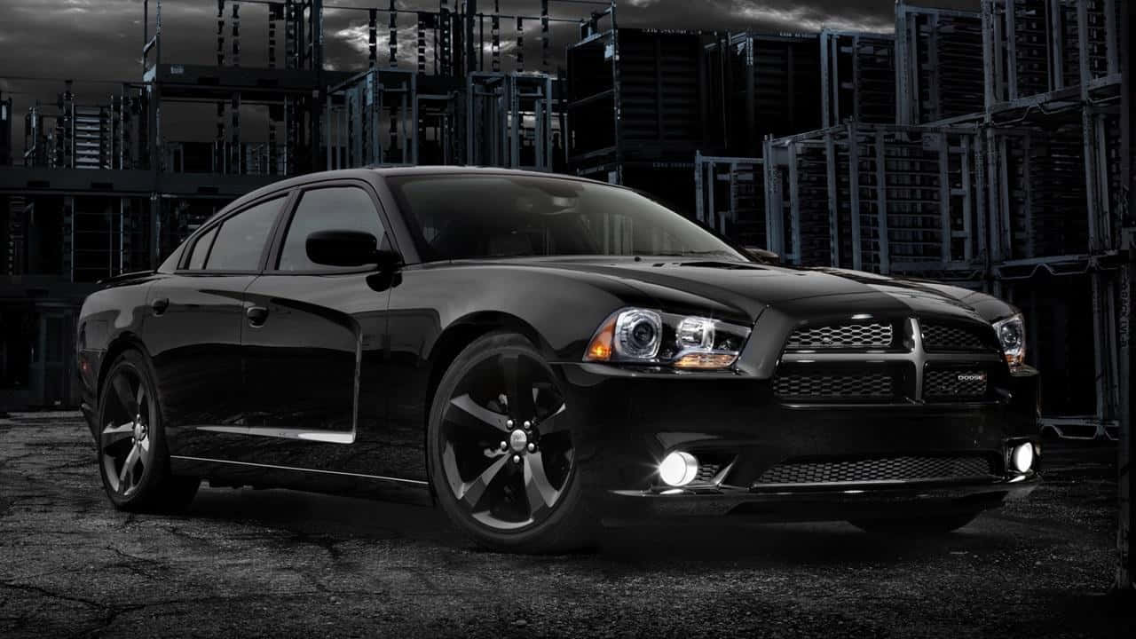 Dodge Charger, black, industrial warehouse, HD Desktop Wallpaper