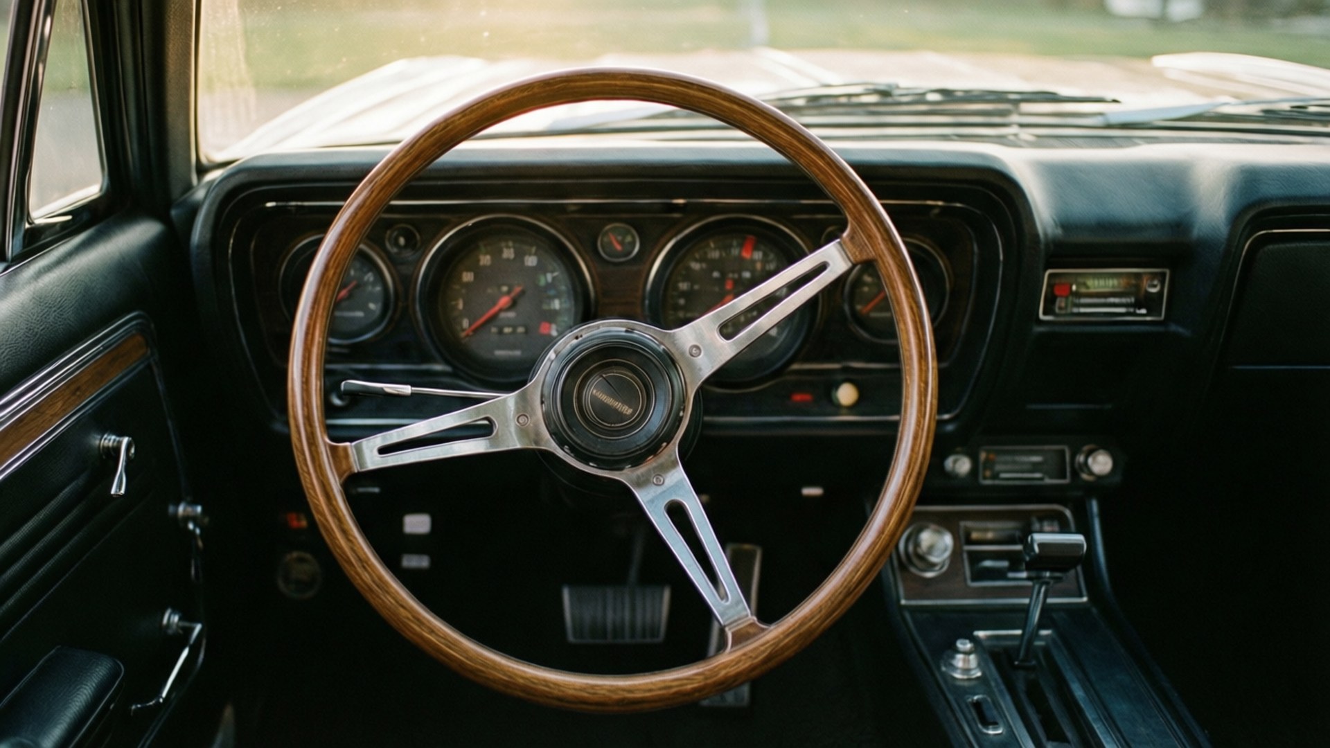 1970 Dodge Coronet, dashboard, steering wheel, Full HD Desktop Wallpaper
