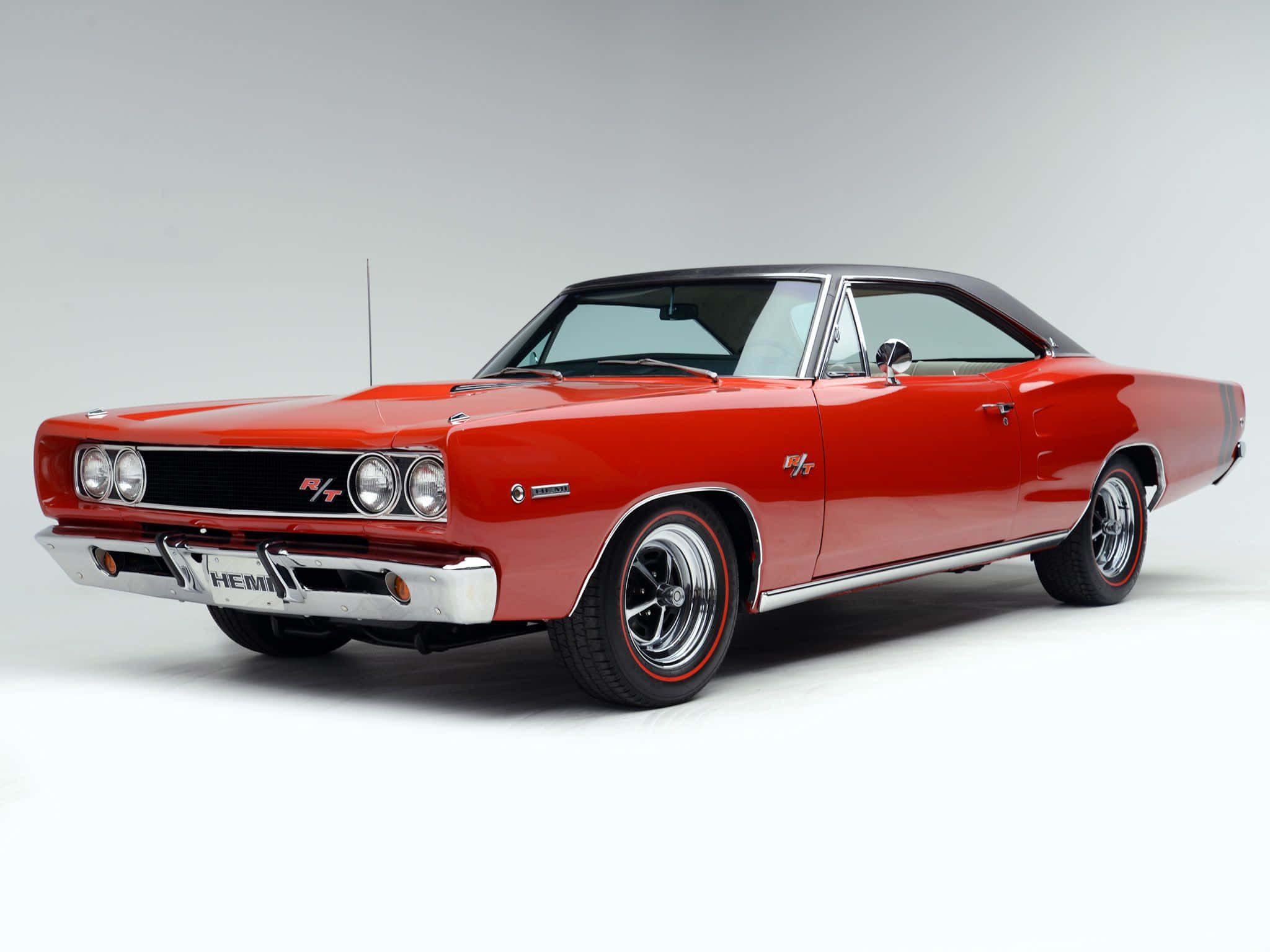 Dodge Coronet, glossy red, black roof, Full HD Desktop Wallpaper