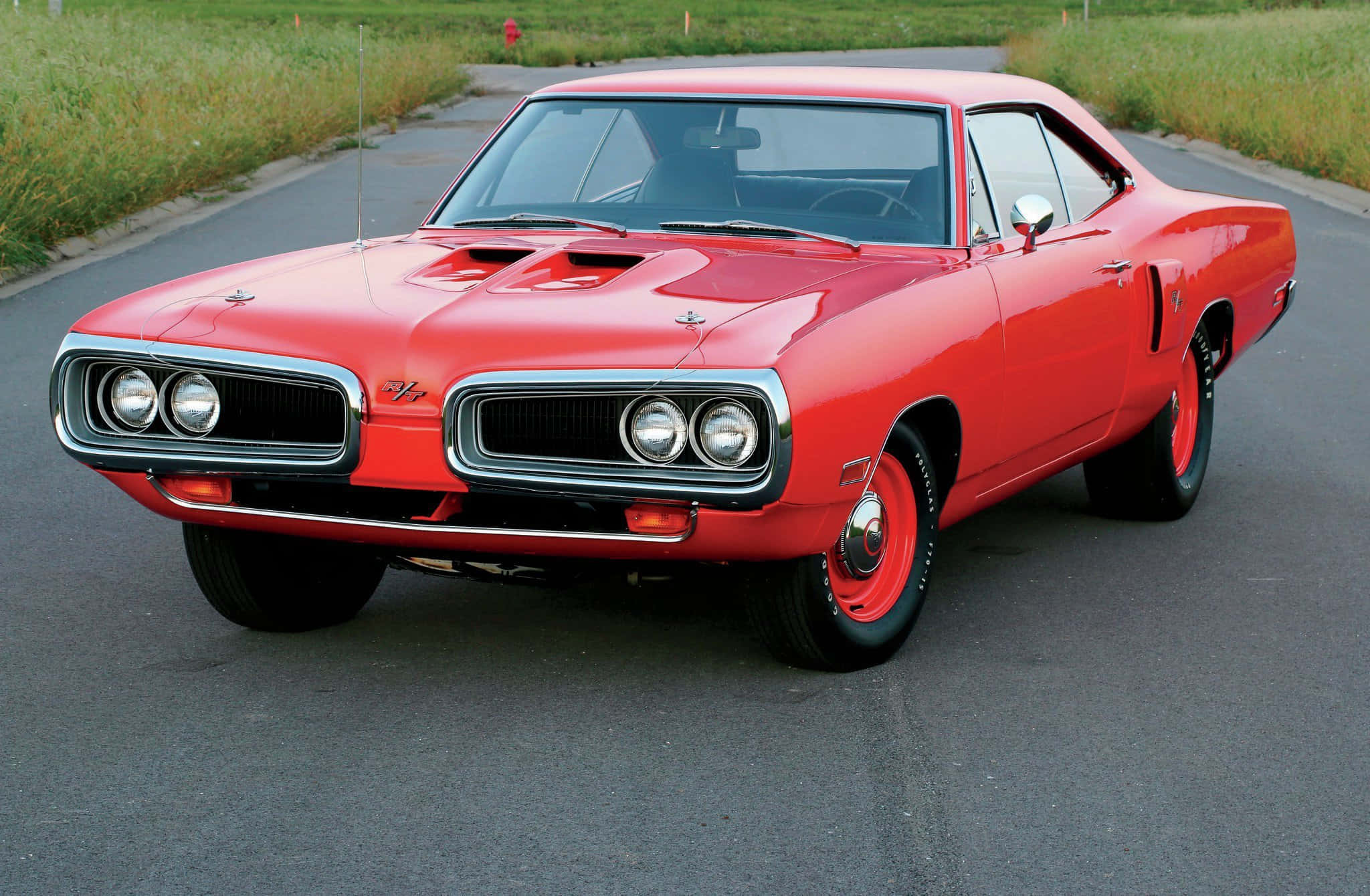 Dodge Coronet, glossy red, chrome details, Full HD Desktop Wallpaper