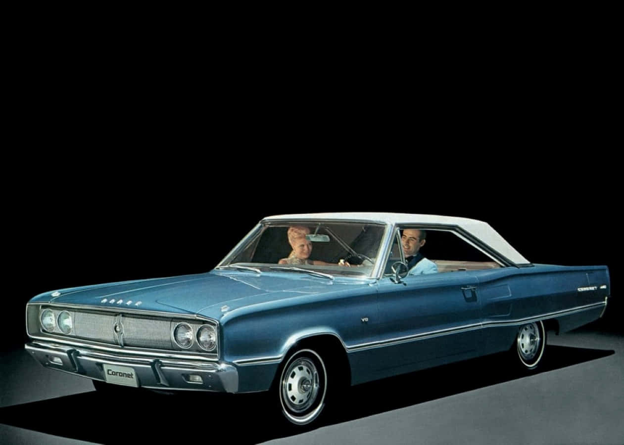 Dodge Coronet, blue, white roof, SD Desktop Wallpaper