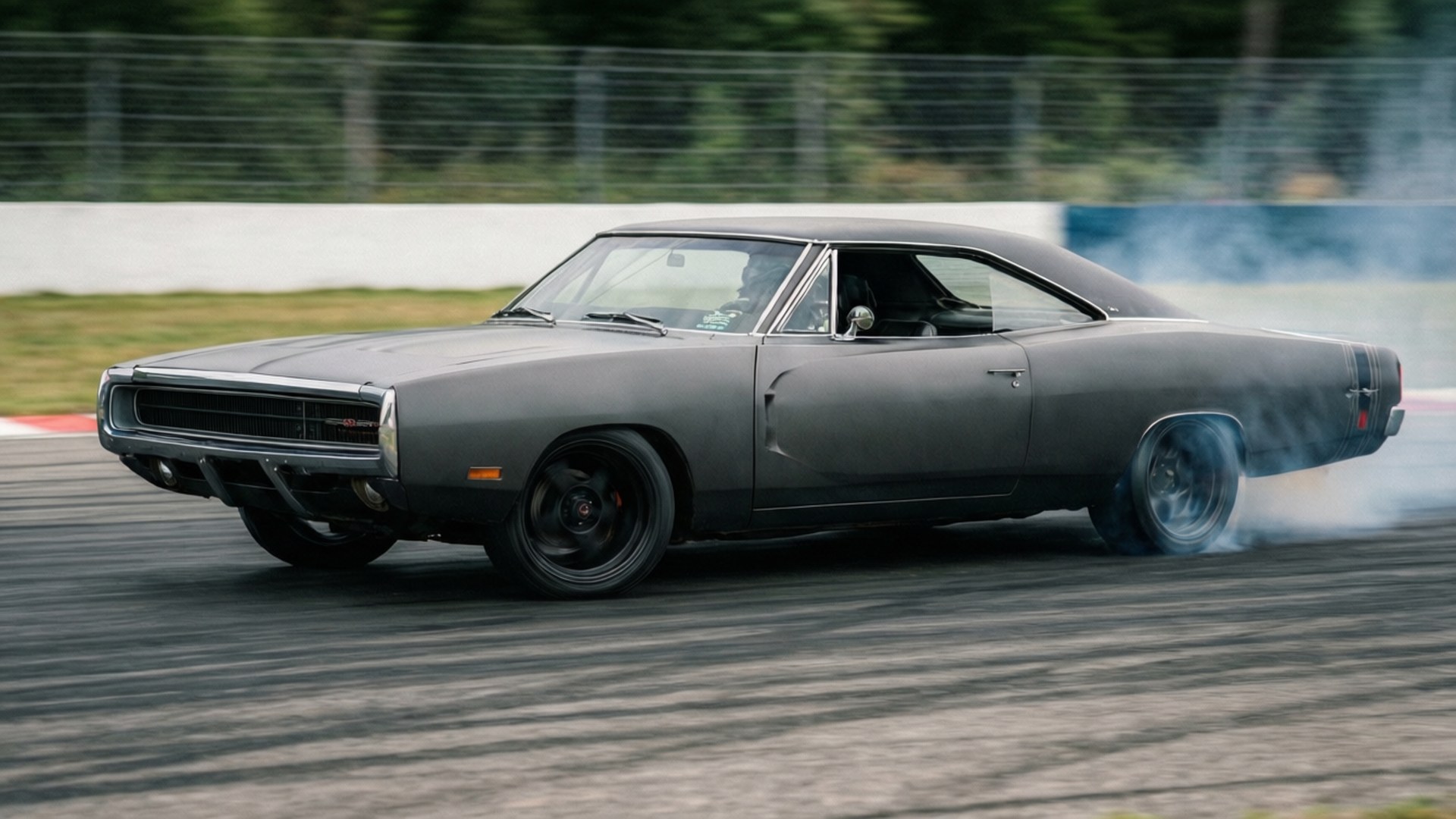 1969 Dodge Coronet, matte grey, drifting, Full HD Desktop Wallpaper