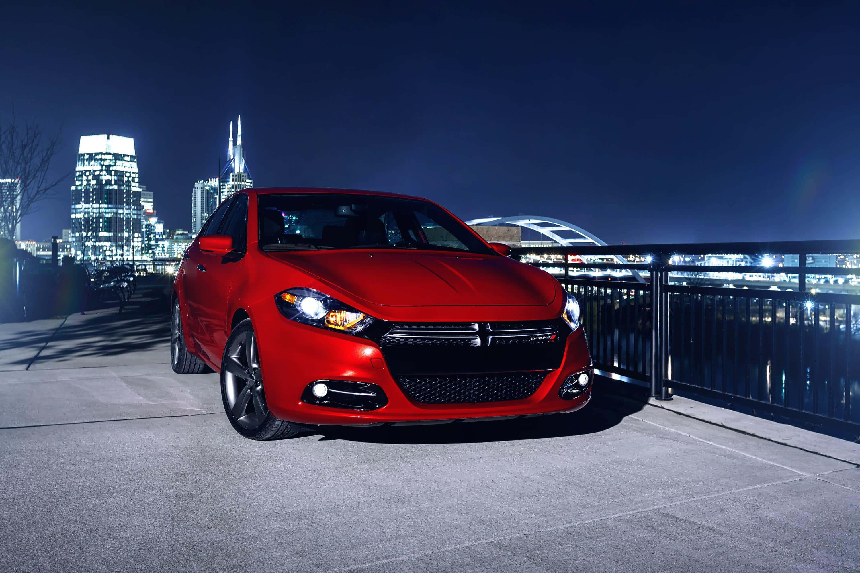 Dodge Dart, glossy red, sedan, 2K Desktop Wallpaper