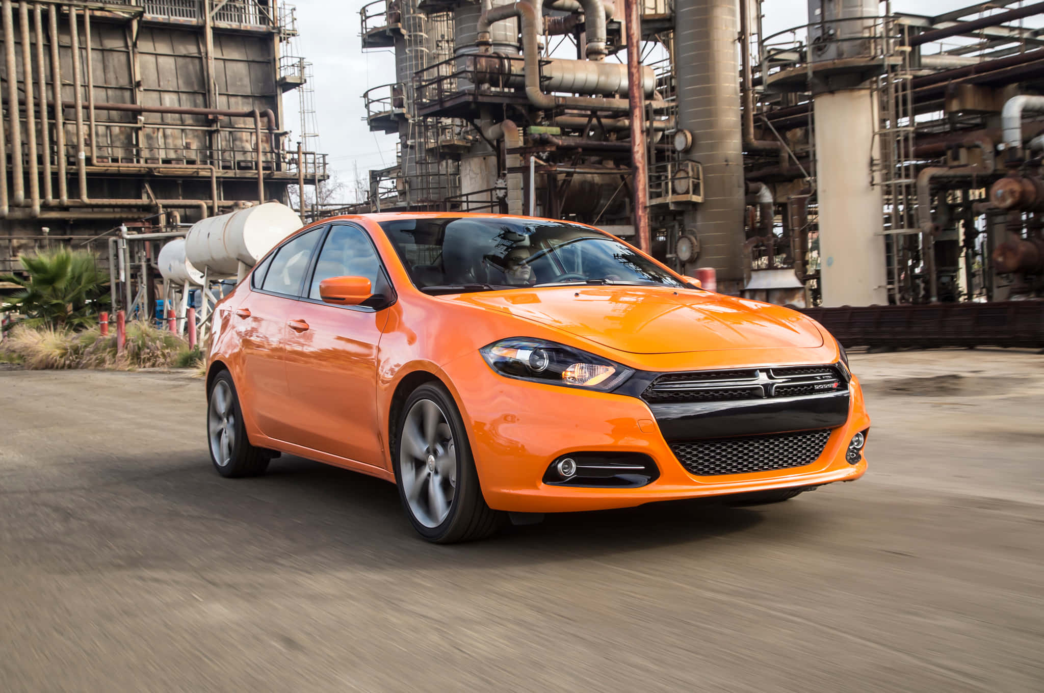 Dodge Dart, vibrant orange, sedan, Full HD Desktop Wallpaper