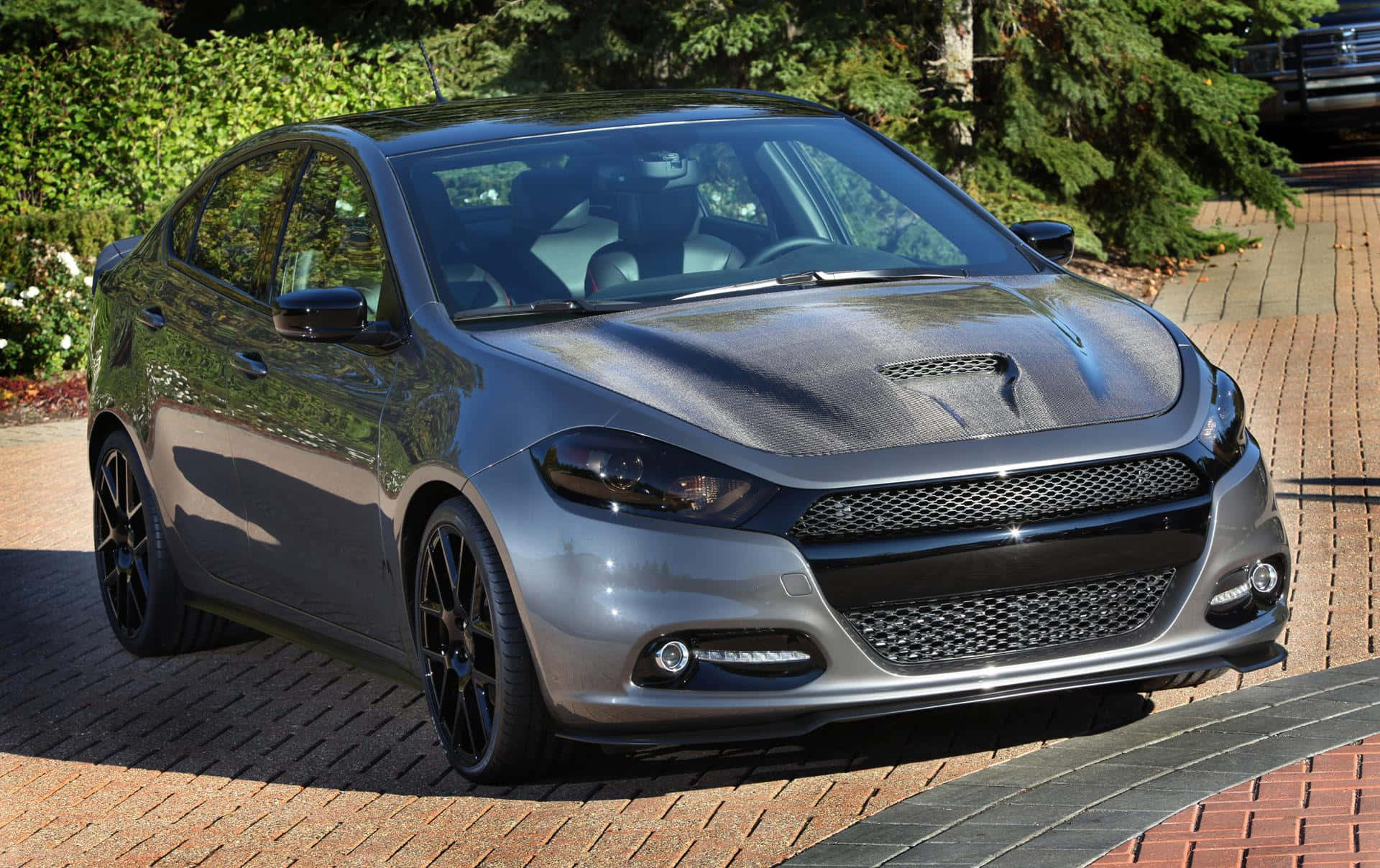 Dodge Dart, sleek silver, carbon fiber hood, Full HD Desktop Wallpaper