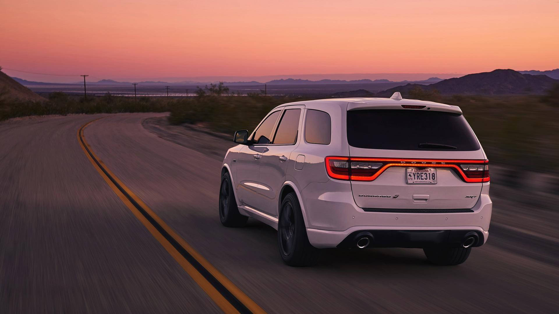 Dodge Durango, white, desert highway, Full HD Desktop Wallpaper