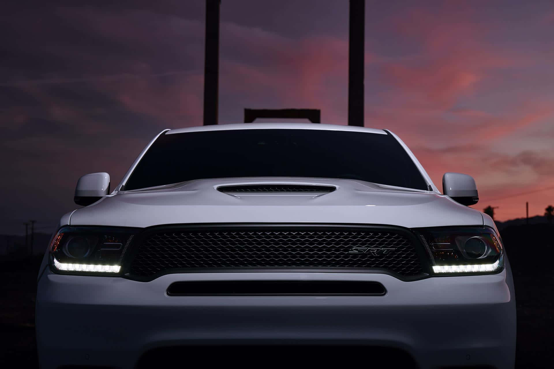 Dodge Durango, white, glowing headlights, Full HD Desktop Wallpaper