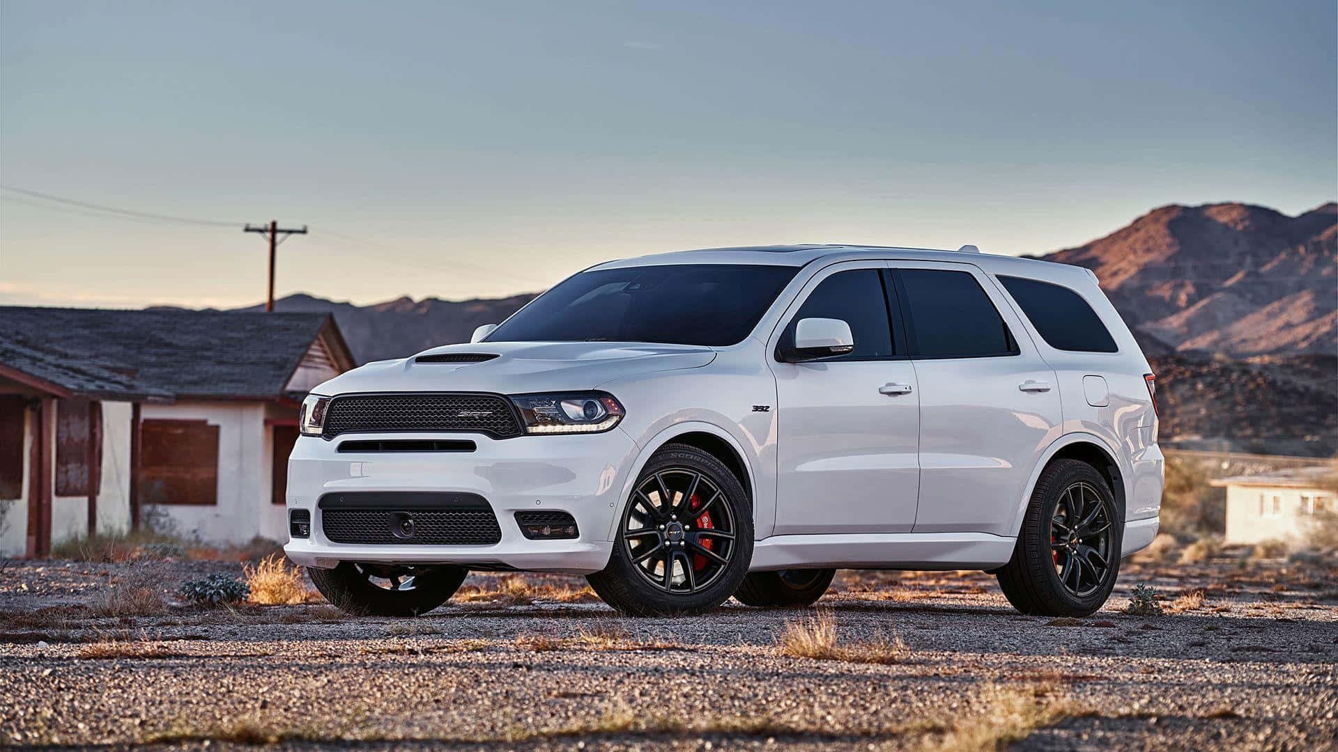 Dodge Durango, white, black rims, Full HD Desktop Wallpaper
