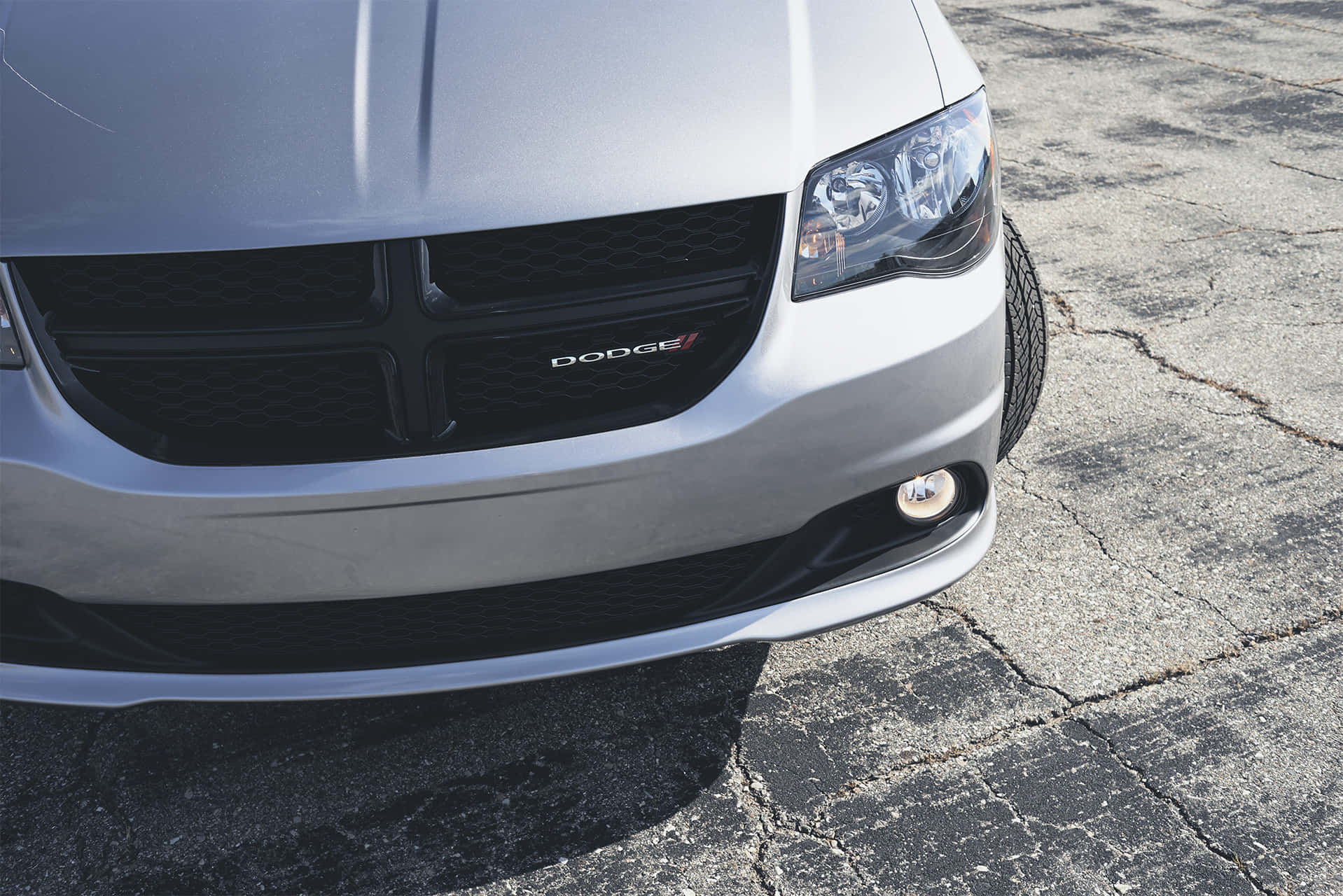 Dodge Grand Caravan, silver, front grille, HD Desktop Wallpaper