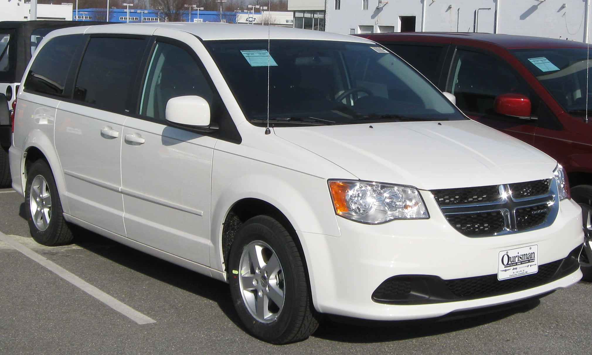 Dodge Grand Caravan, white, outdoor lot, Full HD Desktop Wallpaper