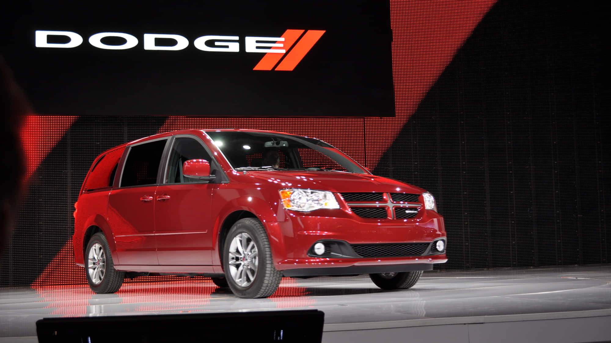 Dodge Grand Caravan, glossy red, auto show, Full HD Desktop Wallpaper