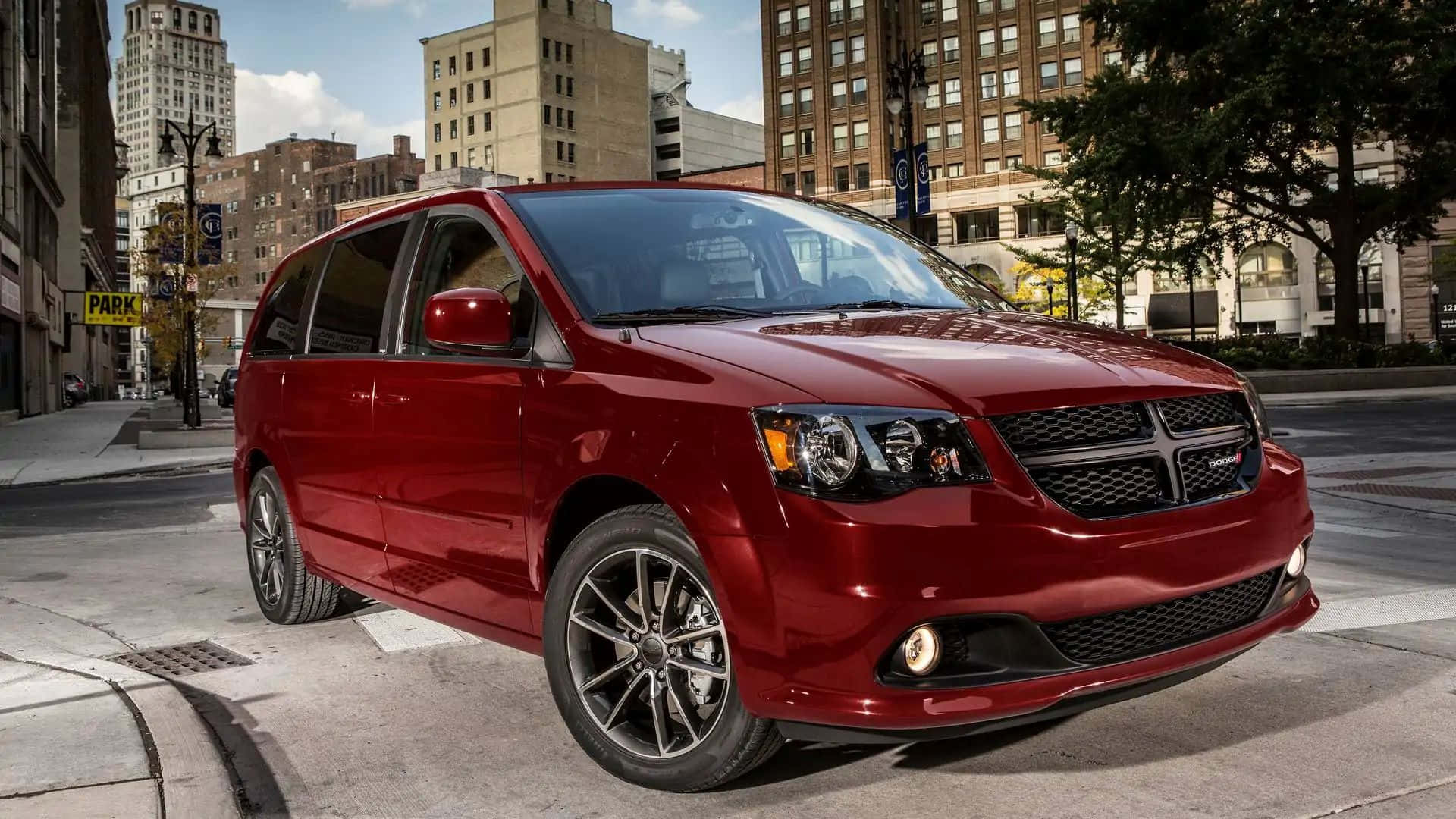 Dodge Grand Caravan, red, glossy, Full HD Desktop Wallpaper
