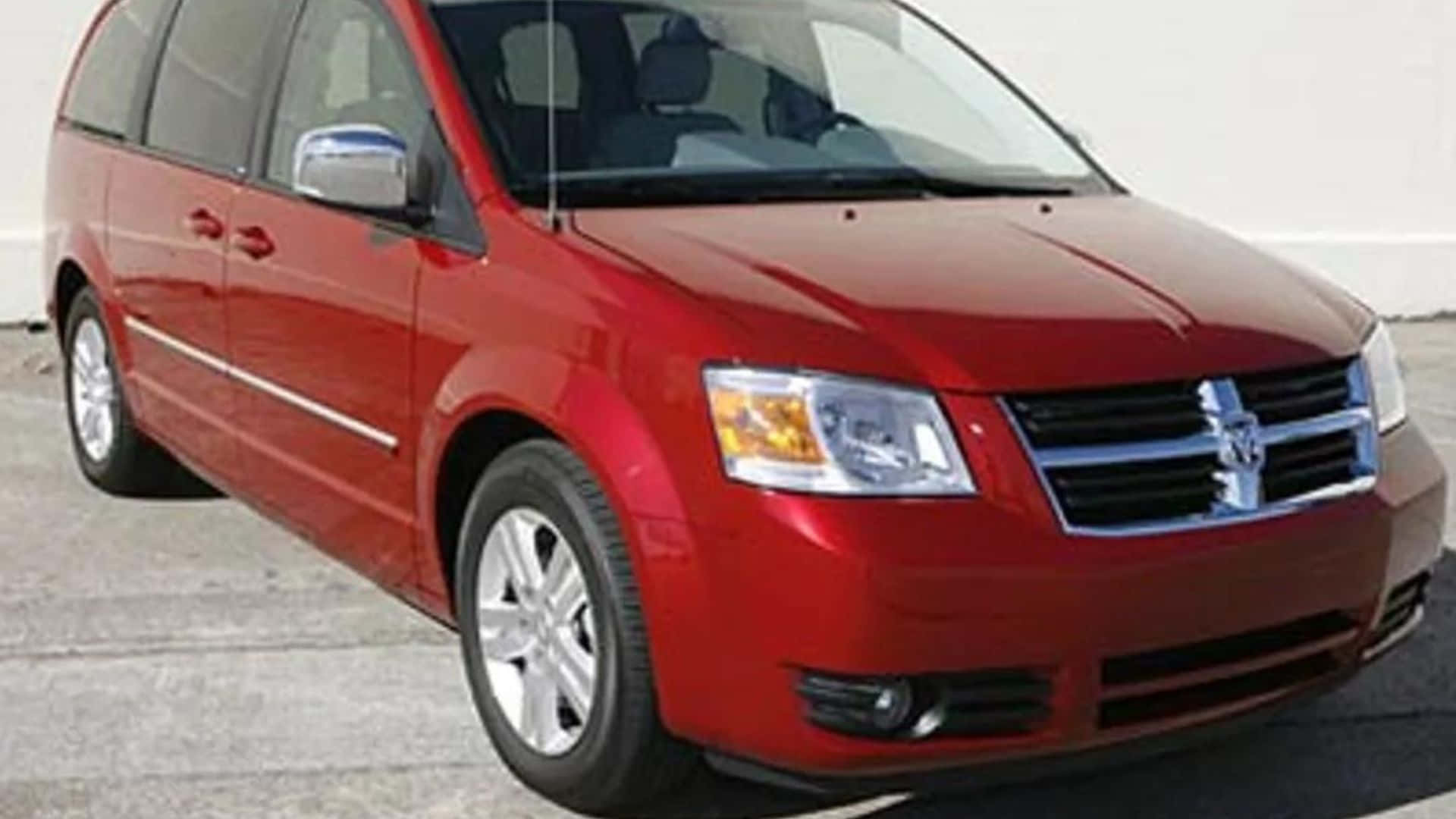 Dodge Grand Caravan, glossy red, concrete lot, Full HD Desktop Wallpaper