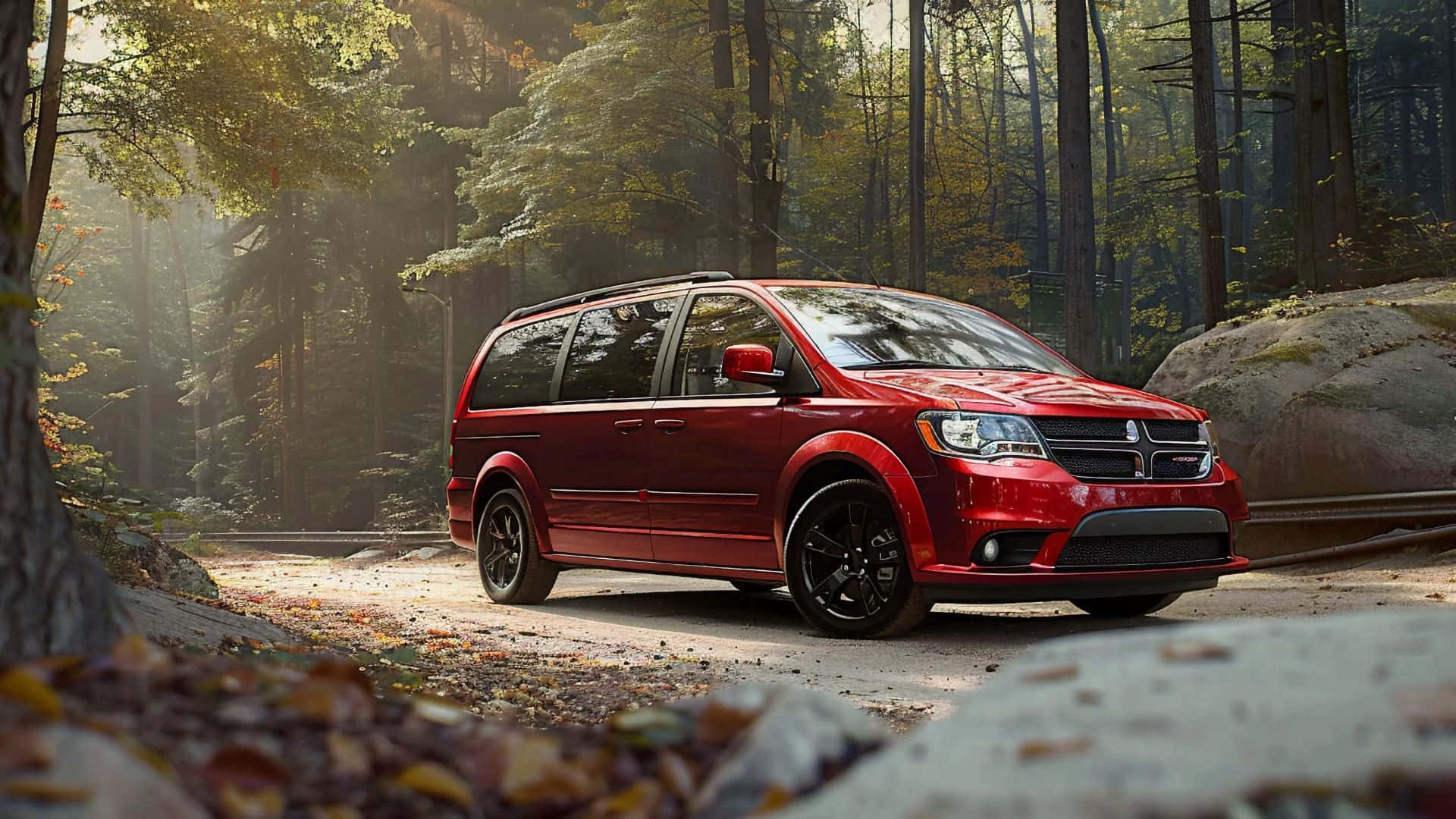 Dodge Grand Caravan, red, glossy, Full HD Desktop Wallpaper