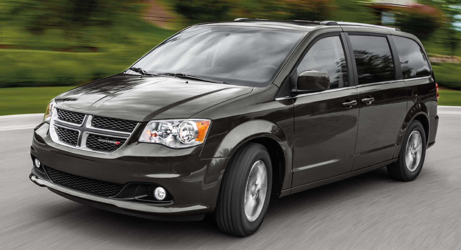 Dodge Grand Caravan, dark brown, road, Full HD Desktop Wallpaper