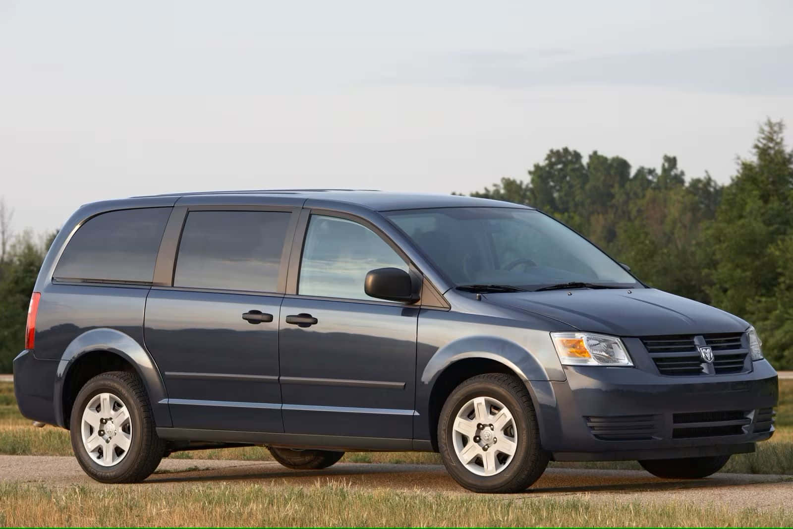 Dodge Grand Caravan, dark blue, gravel road, HD Desktop Wallpaper