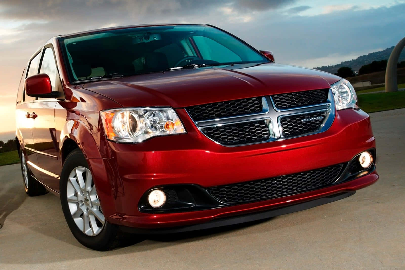 Dodge Grand Caravan, red, glossy, HD Desktop Wallpaper