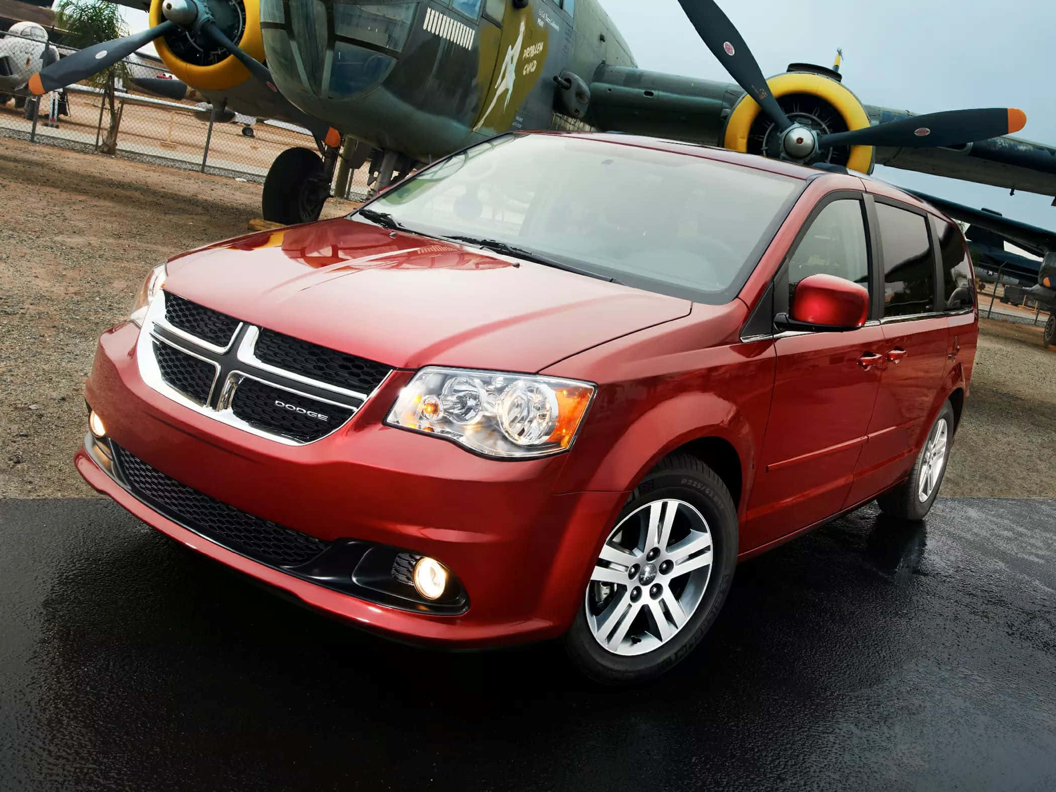 Dodge Grand Caravan, red, glossy, Full HD Desktop Wallpaper