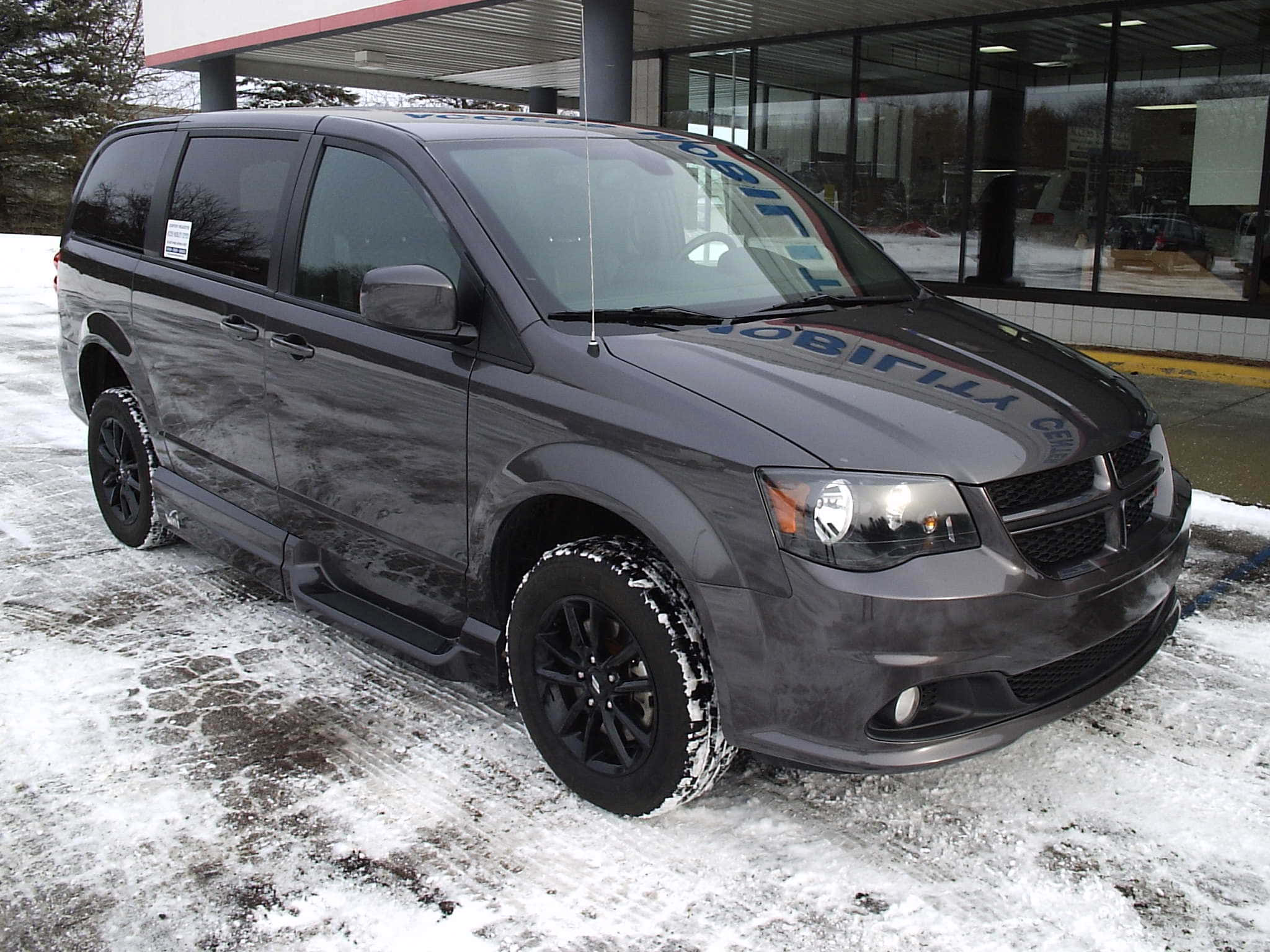 Dodge Grand Caravan, dark gray, black rims, Full HD Desktop Wallpaper