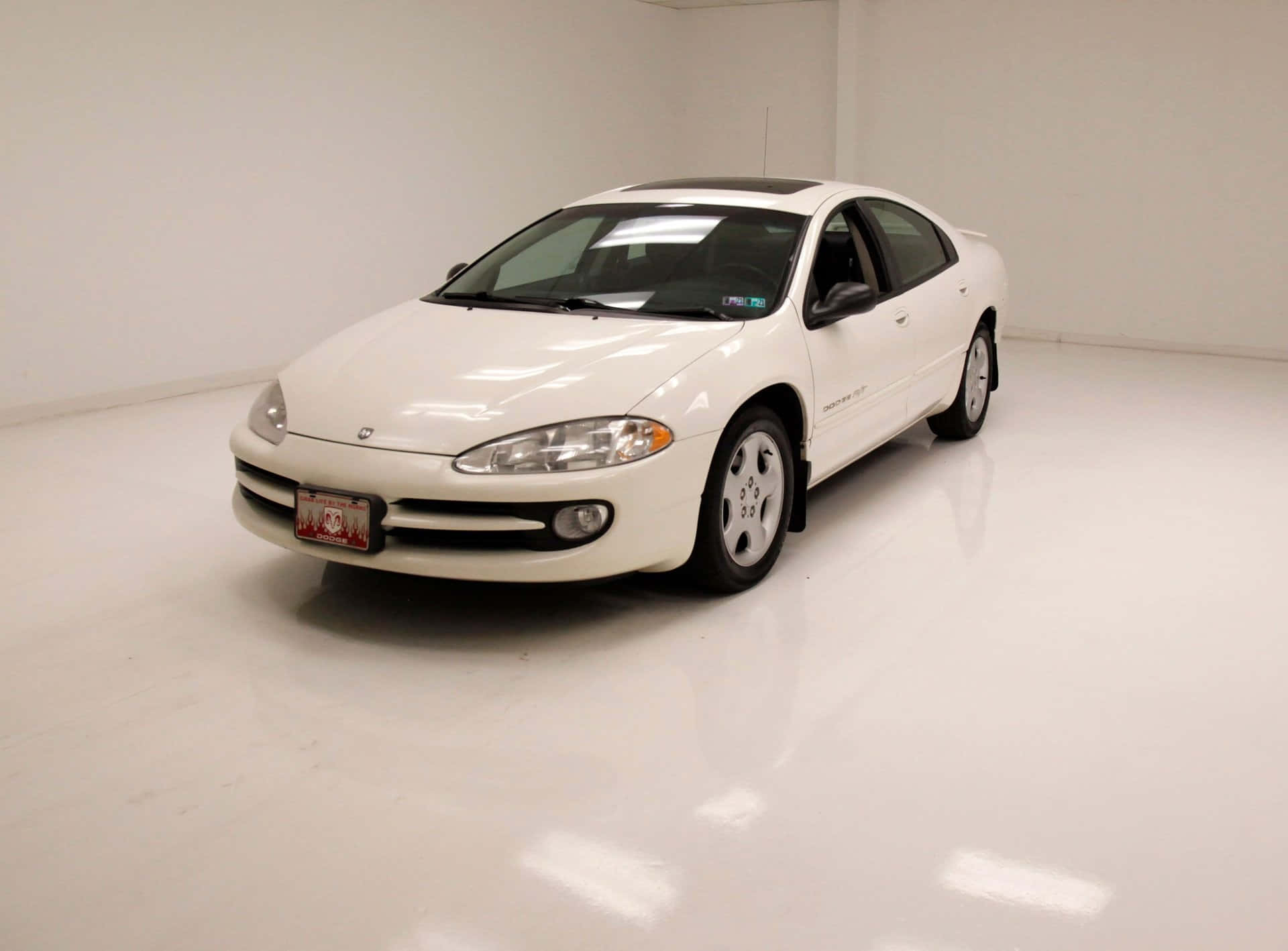 Dodge Intrepid, pristine white sedan, bright studio lights, Full HD Desktop Wallpaper