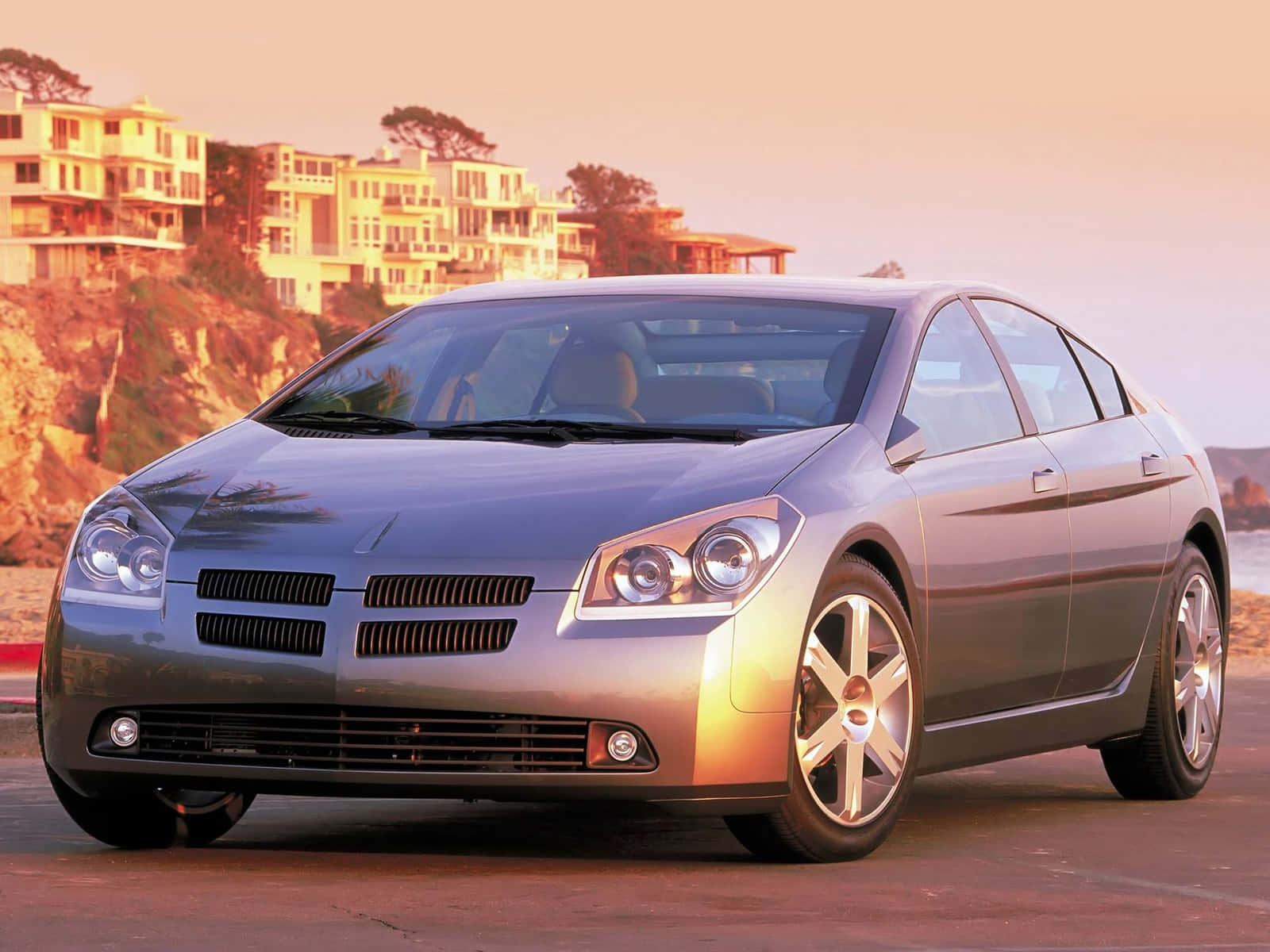 Dodge Intrepid, silver, coastal road, HD Desktop Wallpaper