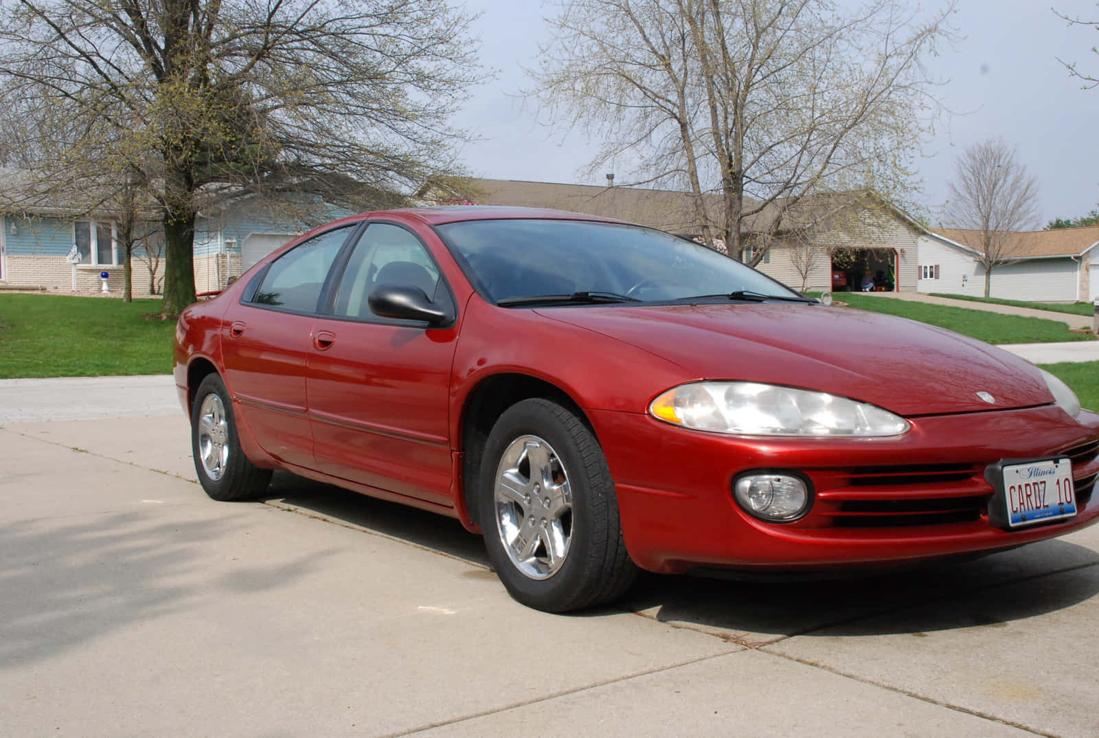 Dodge Intrepid, glossy red, concrete driveway, HD Desktop Wallpaper