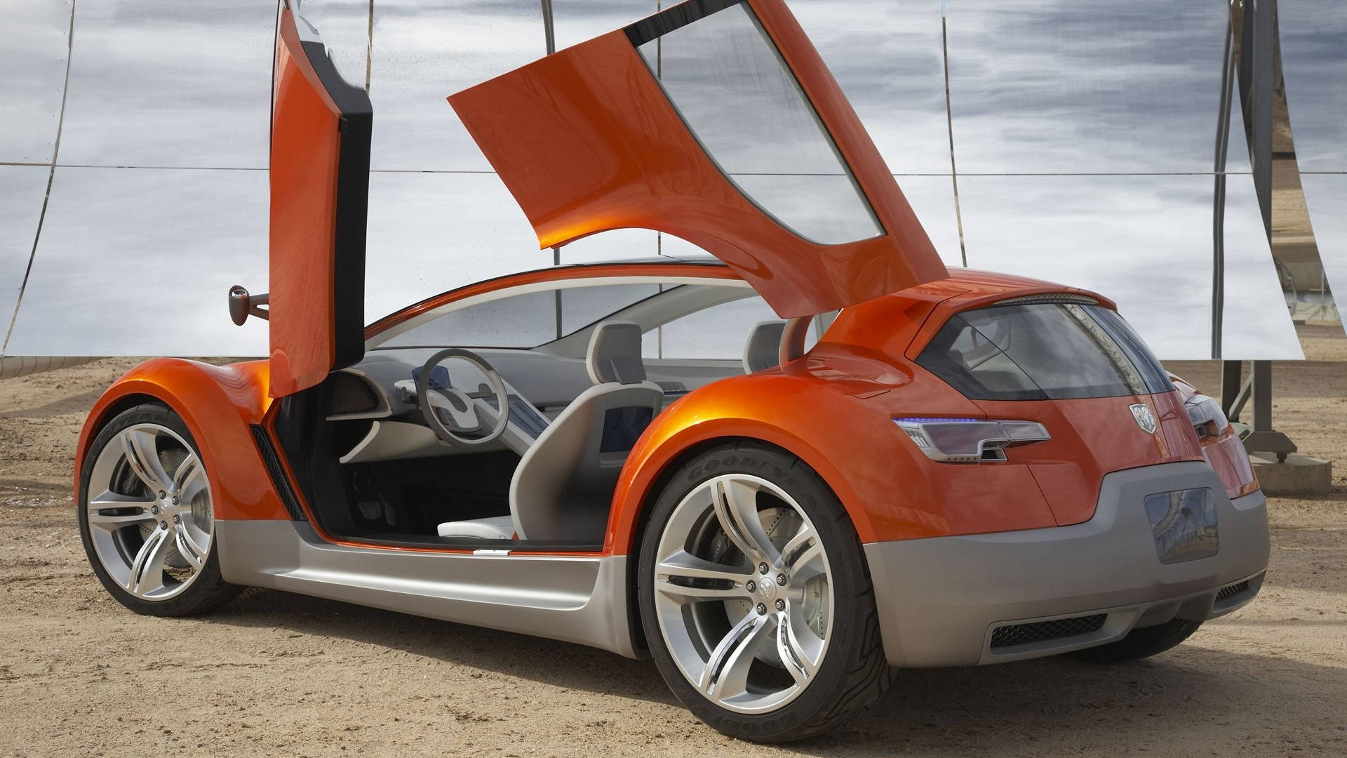 Dodge, orange car, futuristic sports car, Full HD Desktop Wallpaper