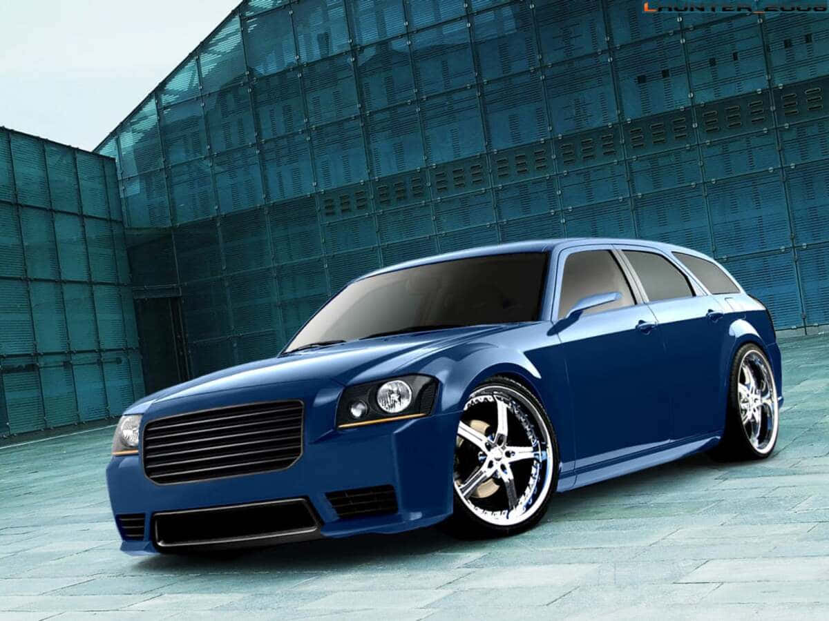 Dodge Magnum, sleek blue station wagon, custom chrome wheels, SD Desktop Wallpaper