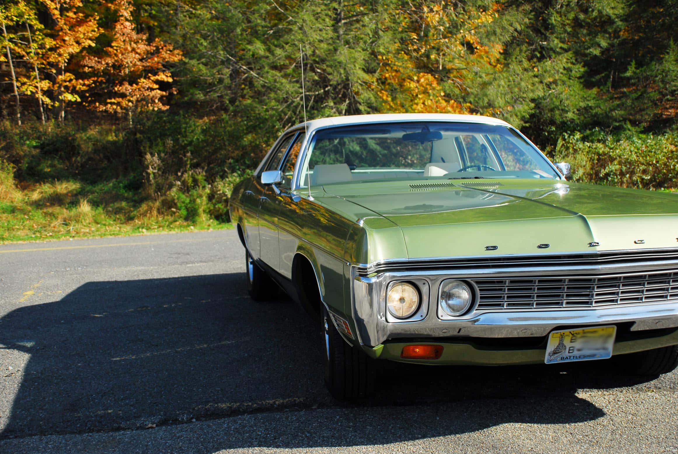 Dodge Polara, olive green, sunlight, Full HD Desktop Wallpaper