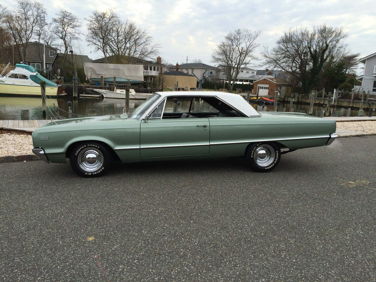 Dodge Polara, vintage green and white convertible, asphalt, HD Desktop Wallpaper