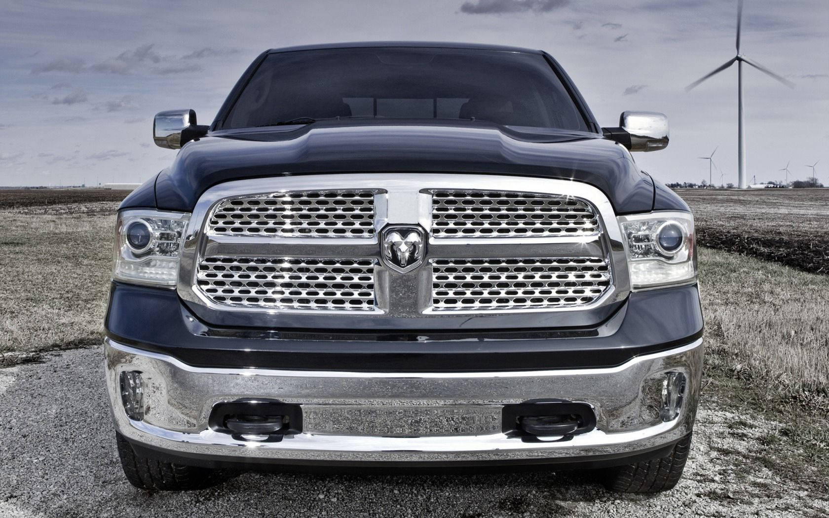 Dodge Ram, black, chrome grille, HD Desktop Wallpaper