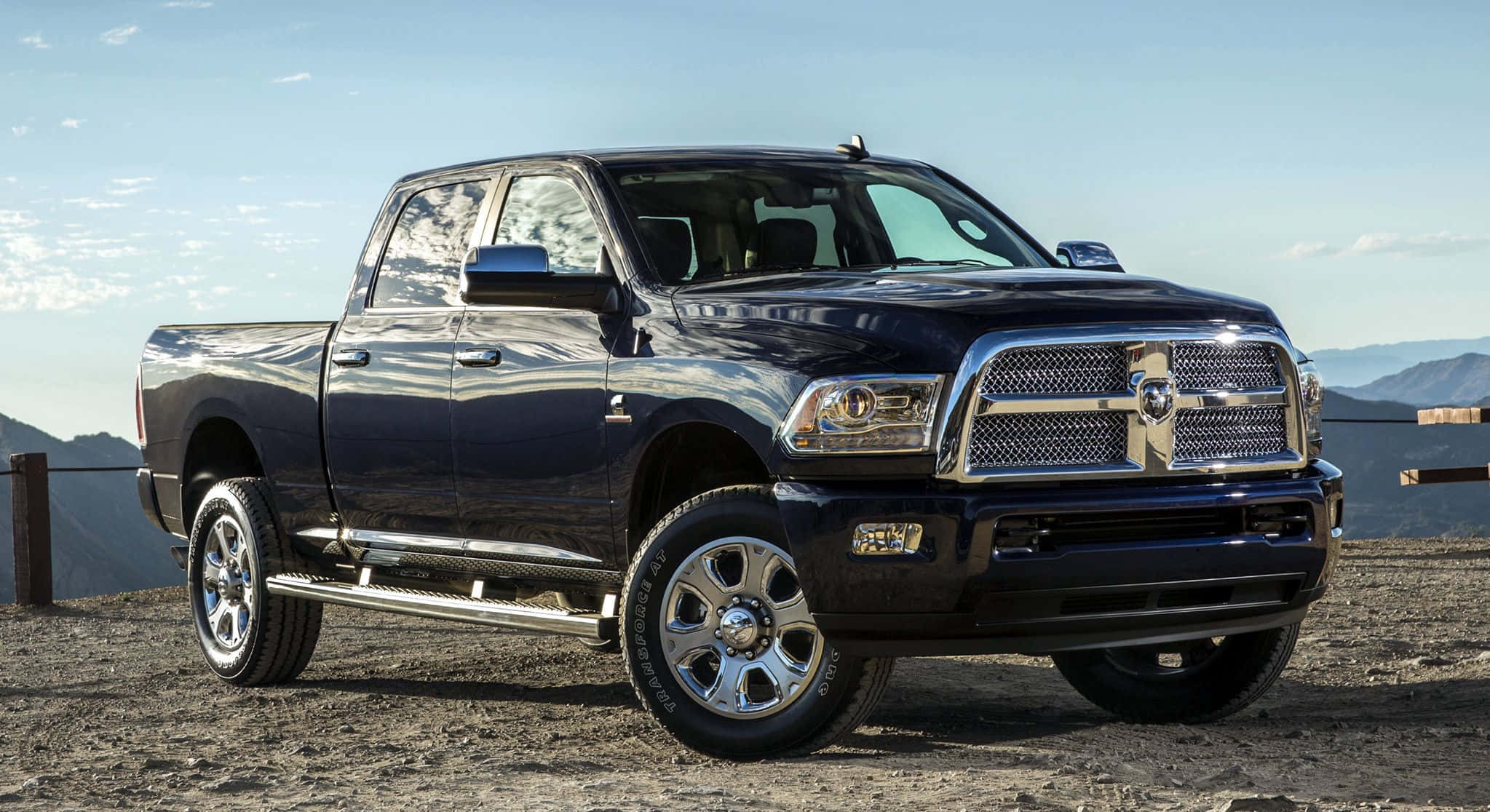 Dodge Ram, black, mountain overlook, Full HD Desktop Wallpaper