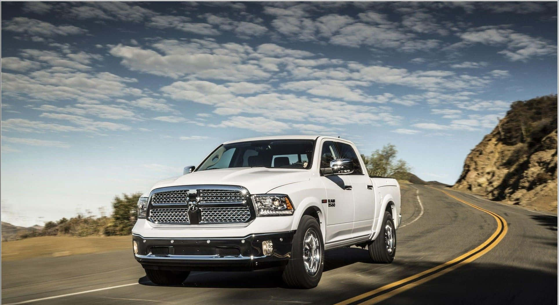Dodge Ram, white, desert road, Full HD Desktop Wallpaper