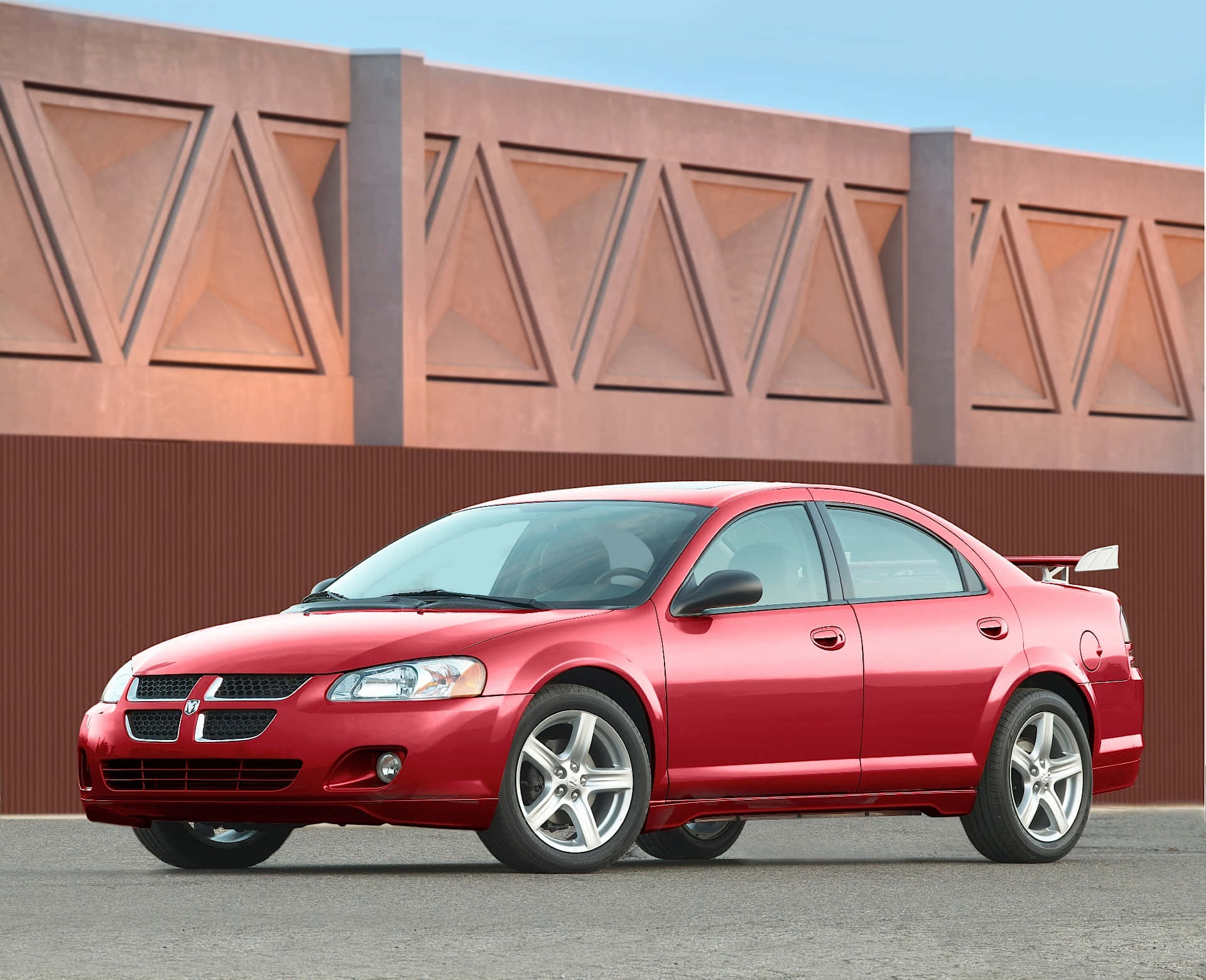 Dodge Stratus, glossy red, silver rims, Full HD Desktop Wallpaper