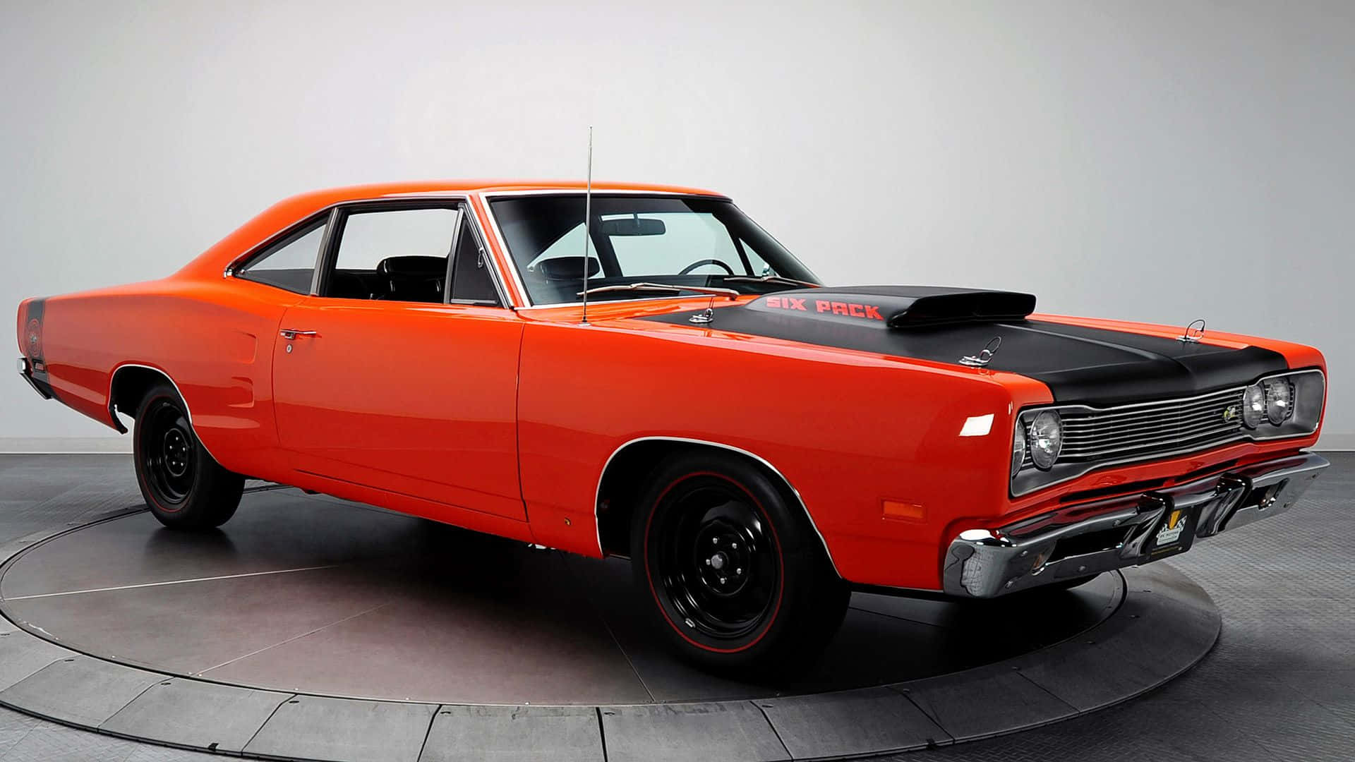 Dodge Super Bee, vibrant orange, black hood, Full HD Desktop Wallpaper
