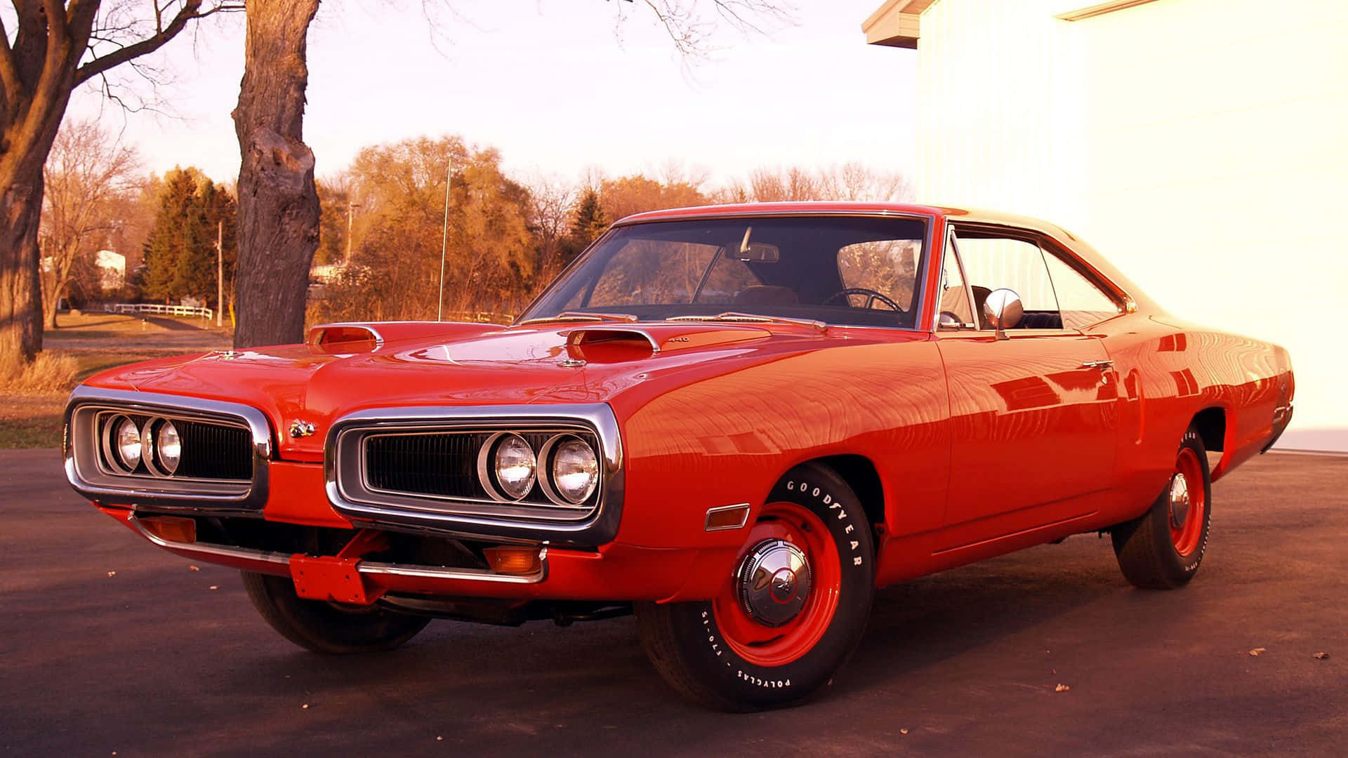 Dodge Super Bee, vibrant red, hood scoops, Full HD Desktop Wallpaper