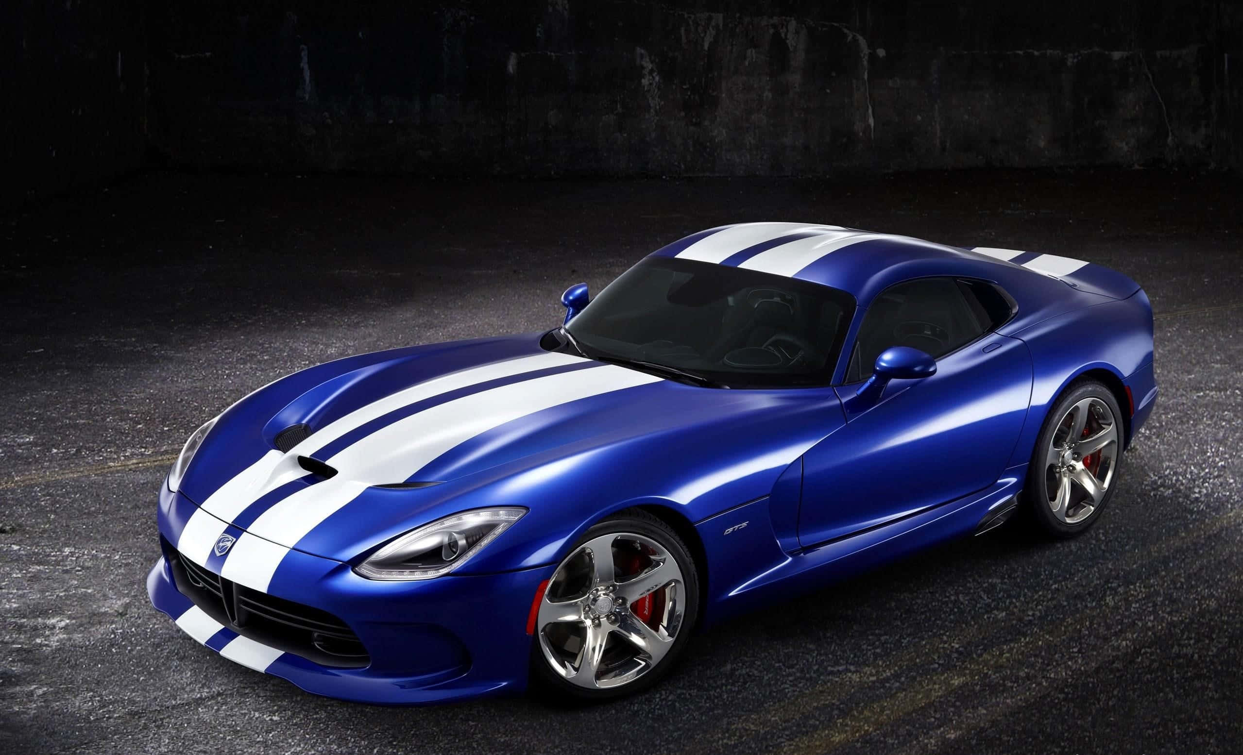 Dodge Viper, glossy blue, white racing stripes, Full HD Desktop Wallpaper