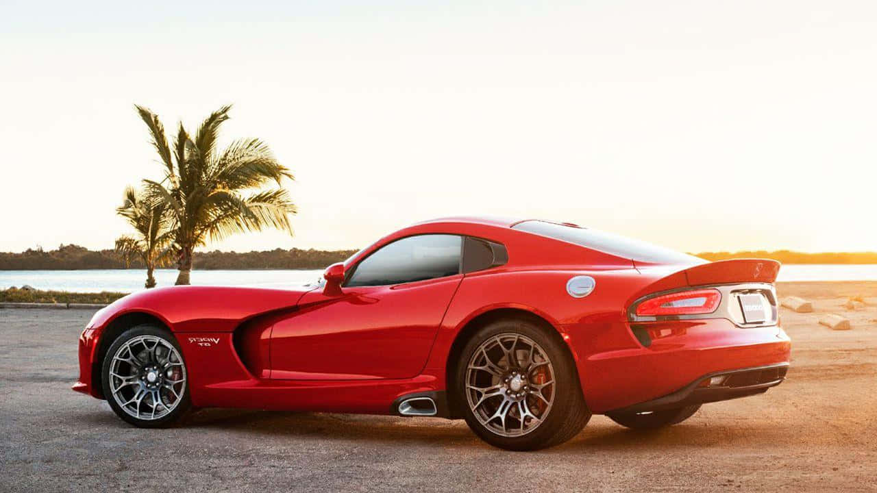 Dodge Viper, glossy red, paved lot, HD Desktop Wallpaper