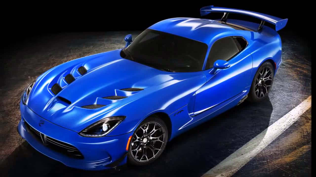 Dodge Viper, glossy blue, large rear wing, HD Desktop Wallpaper