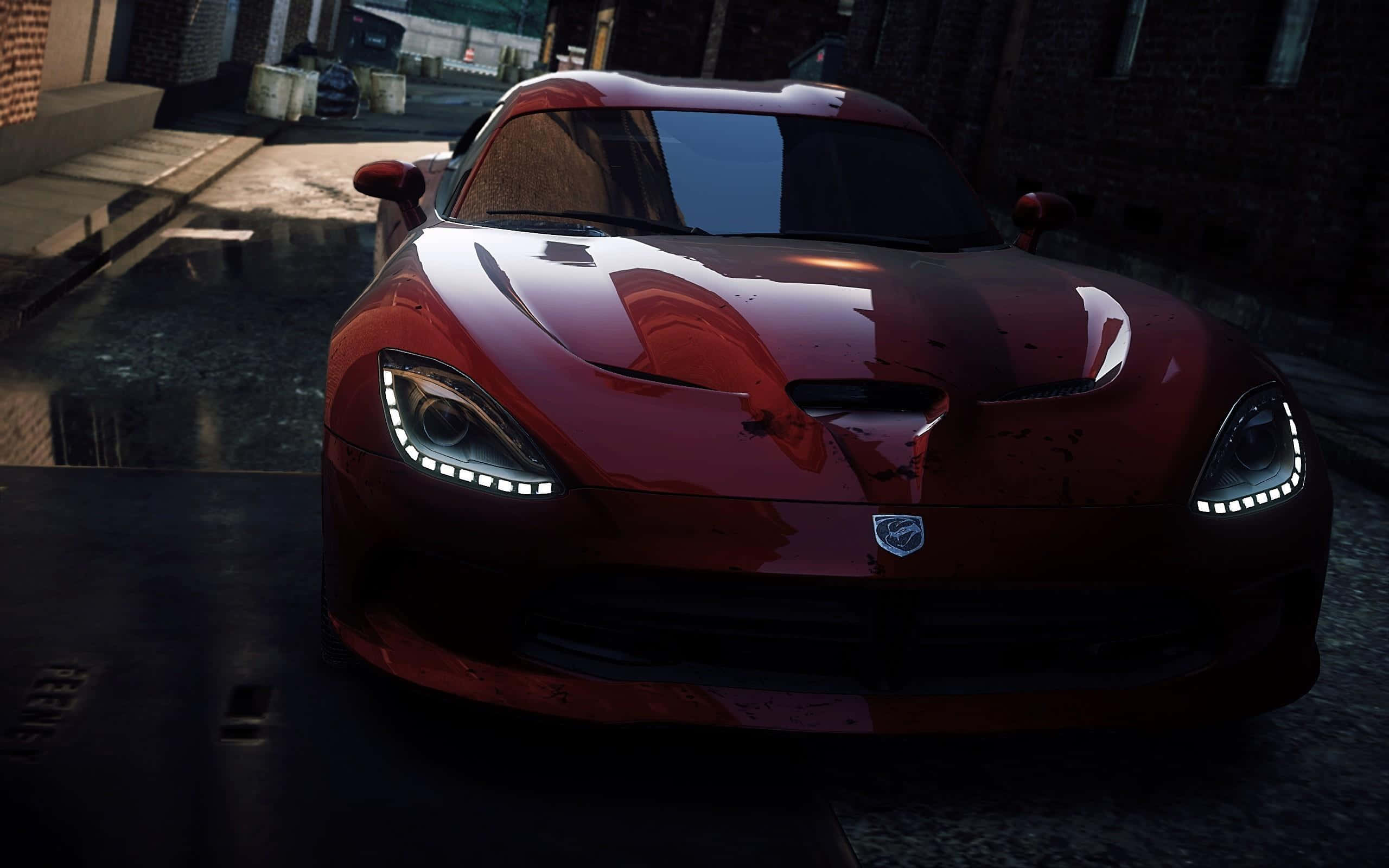 Dodge Viper, red, glossy, 2K Desktop Wallpaper