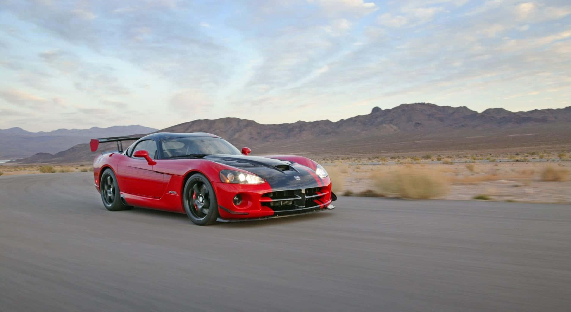 Dodge Viper, red, desert road, Full HD Desktop Wallpaper