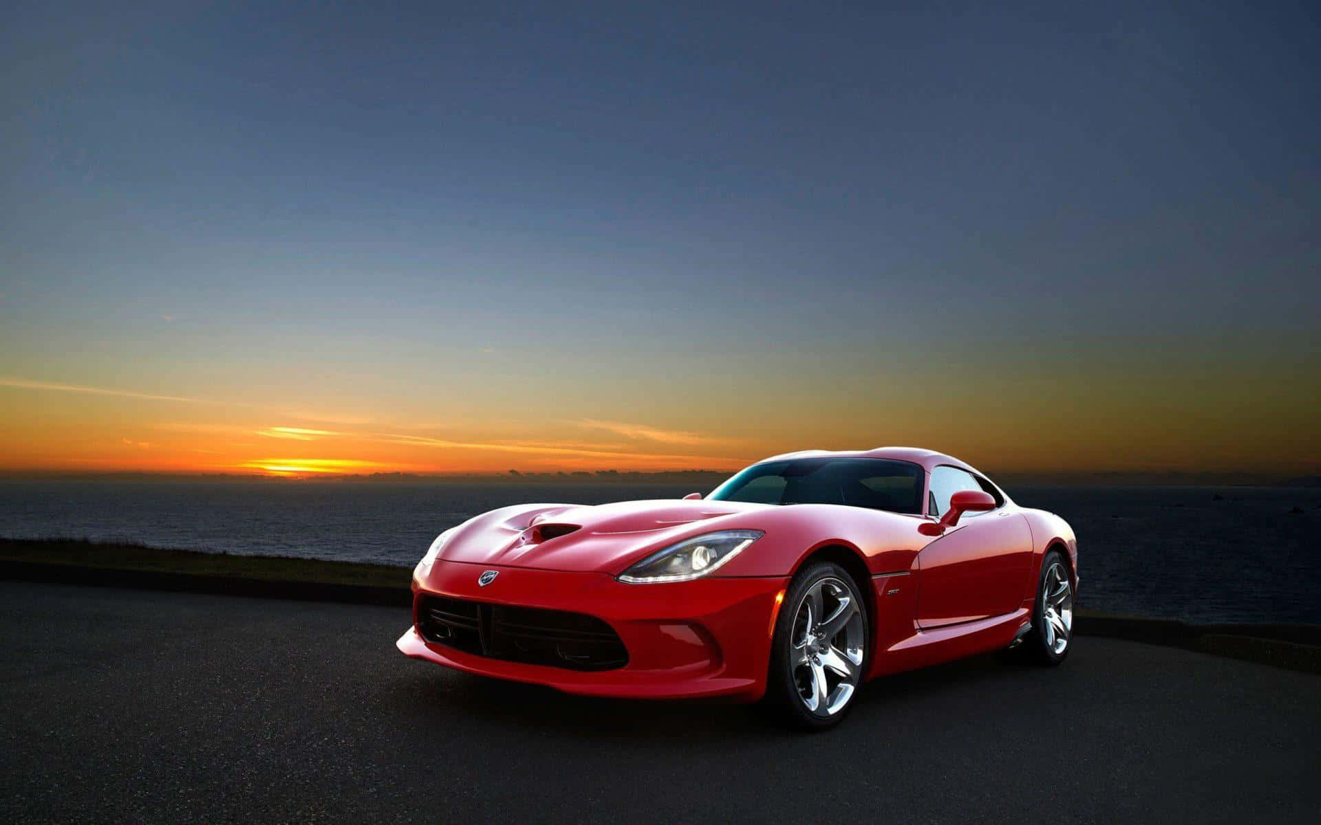 Dodge Viper, Red, Sunset, Full HD Desktop Wallpaper